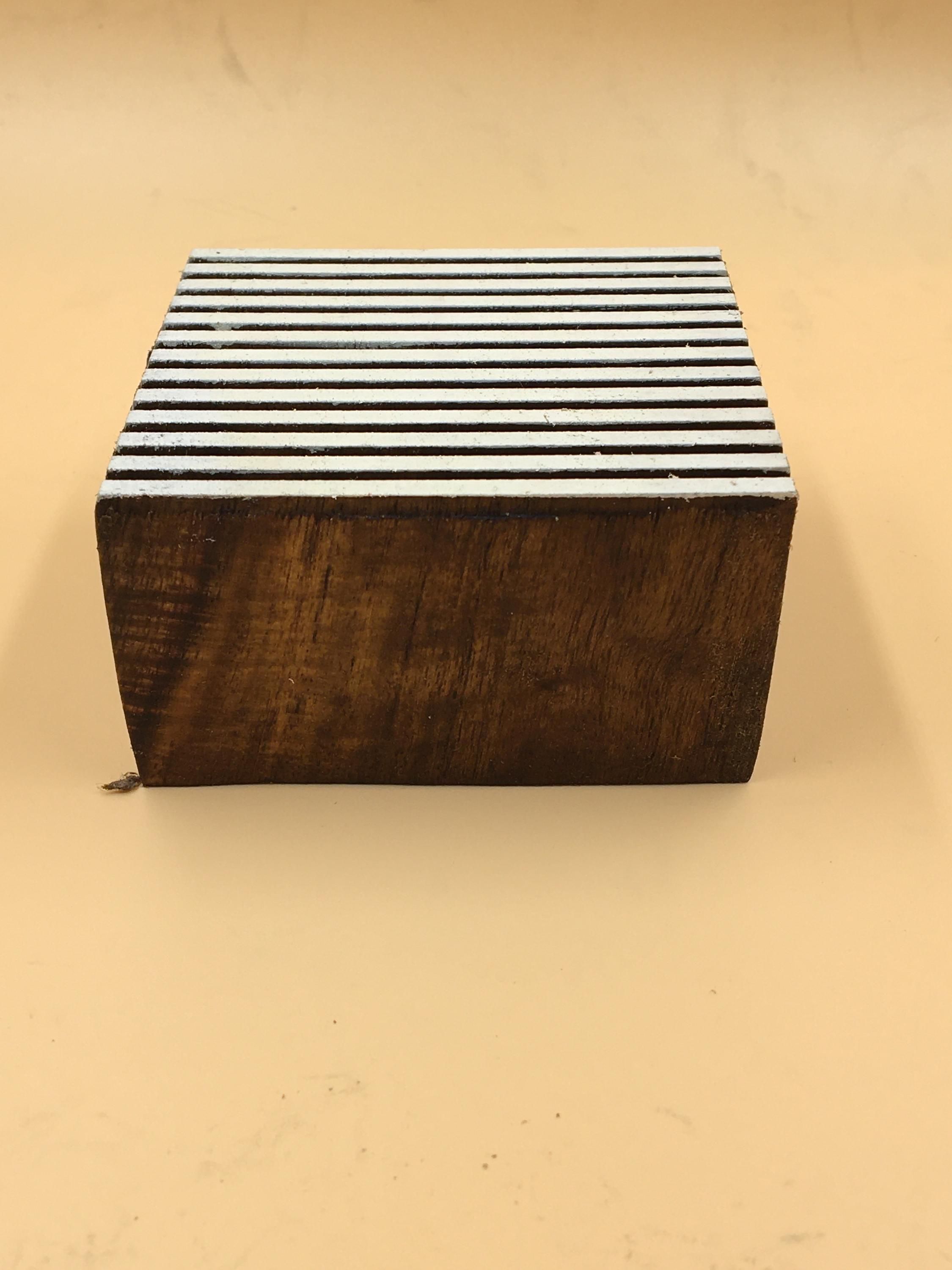 Stripy Square Wooden Printing Block, Pottery Stamp (7.5cm)