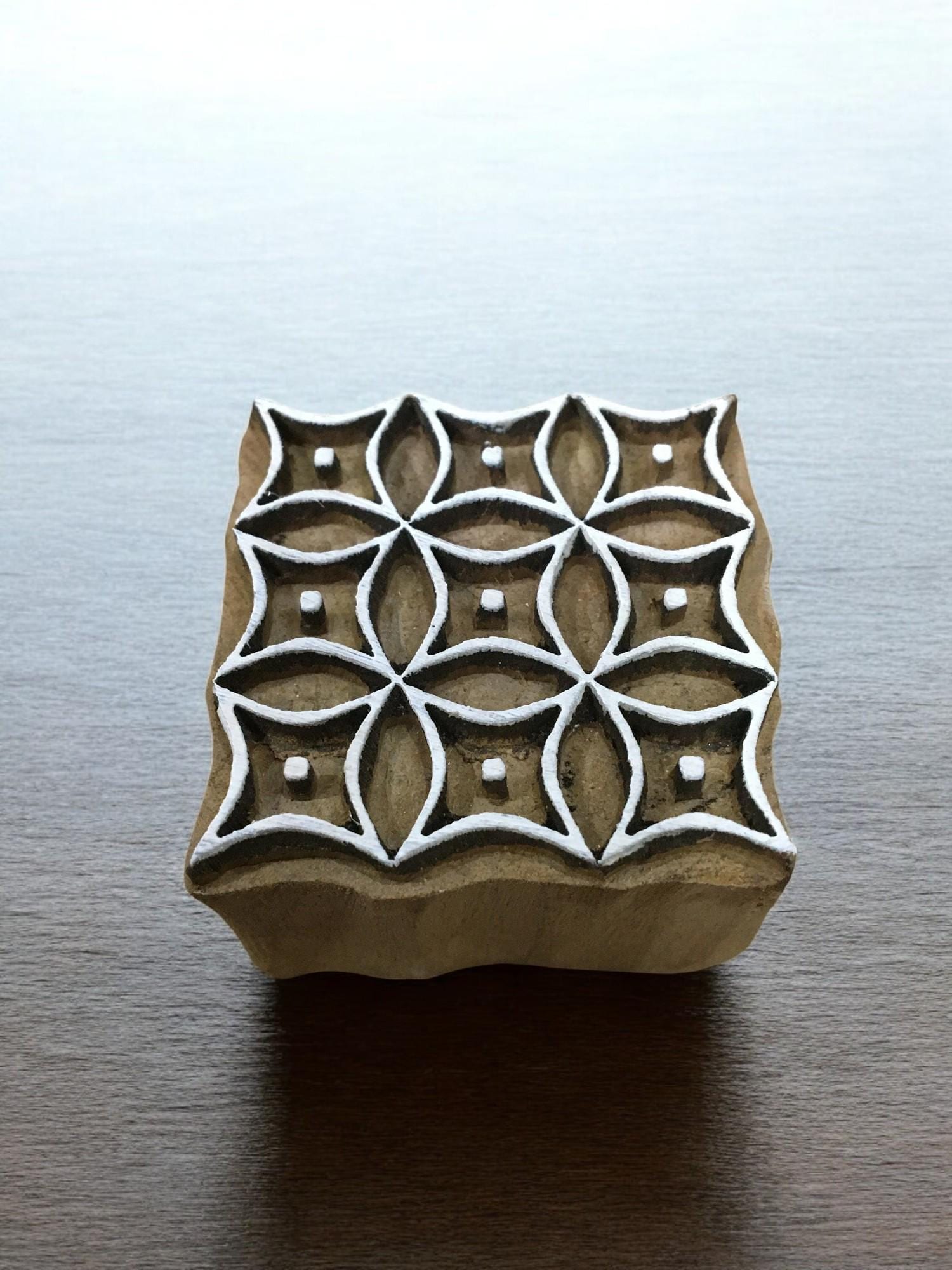 Medium Repeat Pattern Square  hand carved Indian wood printing block; textile stamp; pottery stamp,