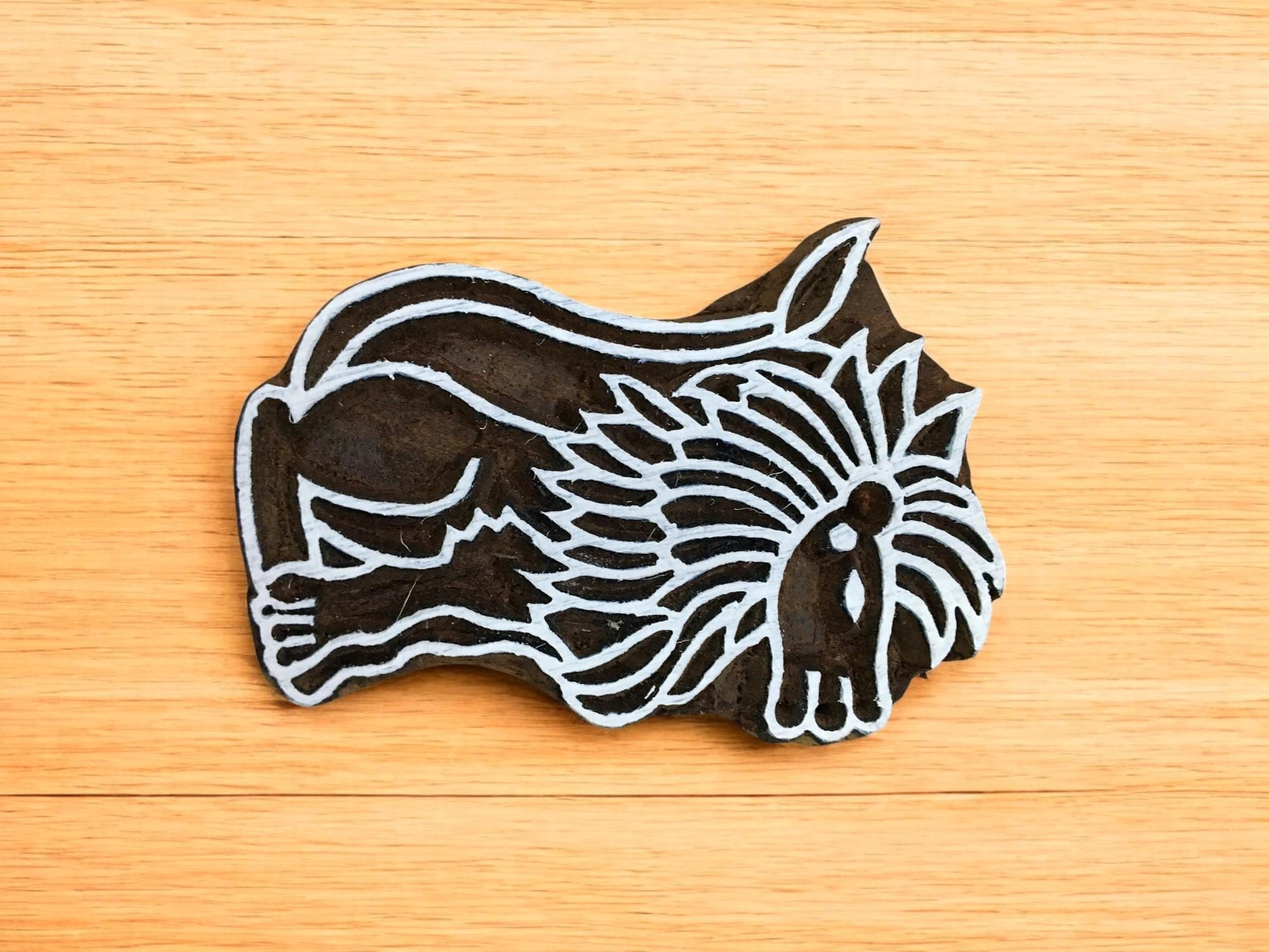 Celtic Lion, hand carved Indian wood printing block; textile stamp; pottery stamp,