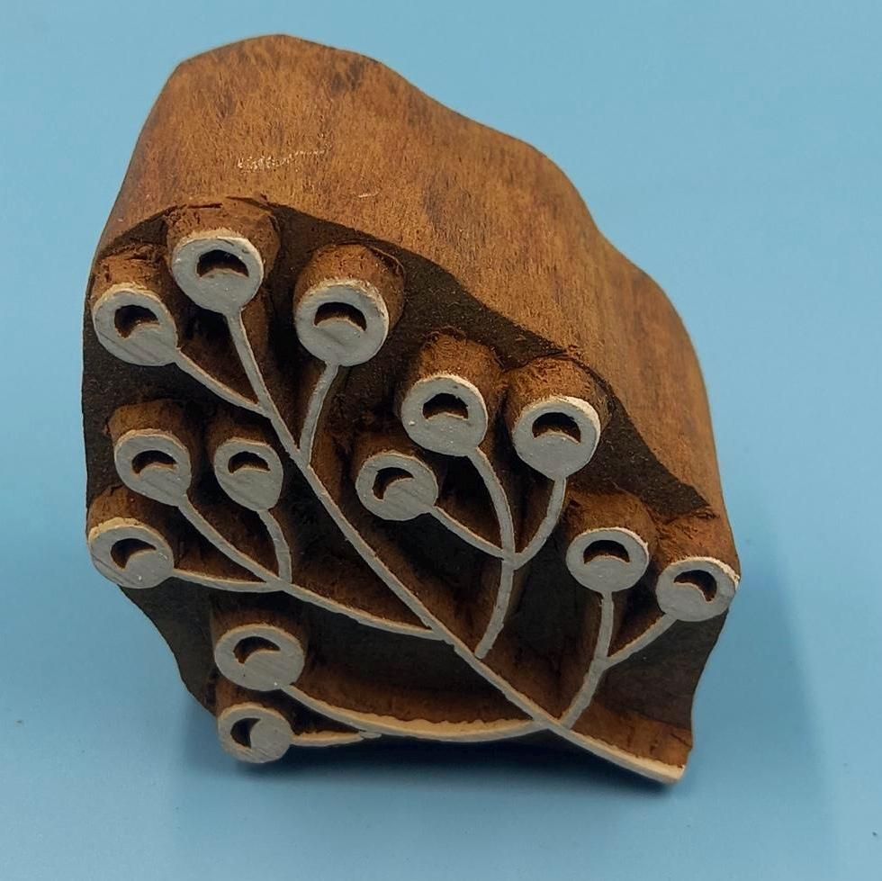 Garden Berries Wooden Printing Block Pottery Stamp, Batik Tjaps, Blaudruck stempel