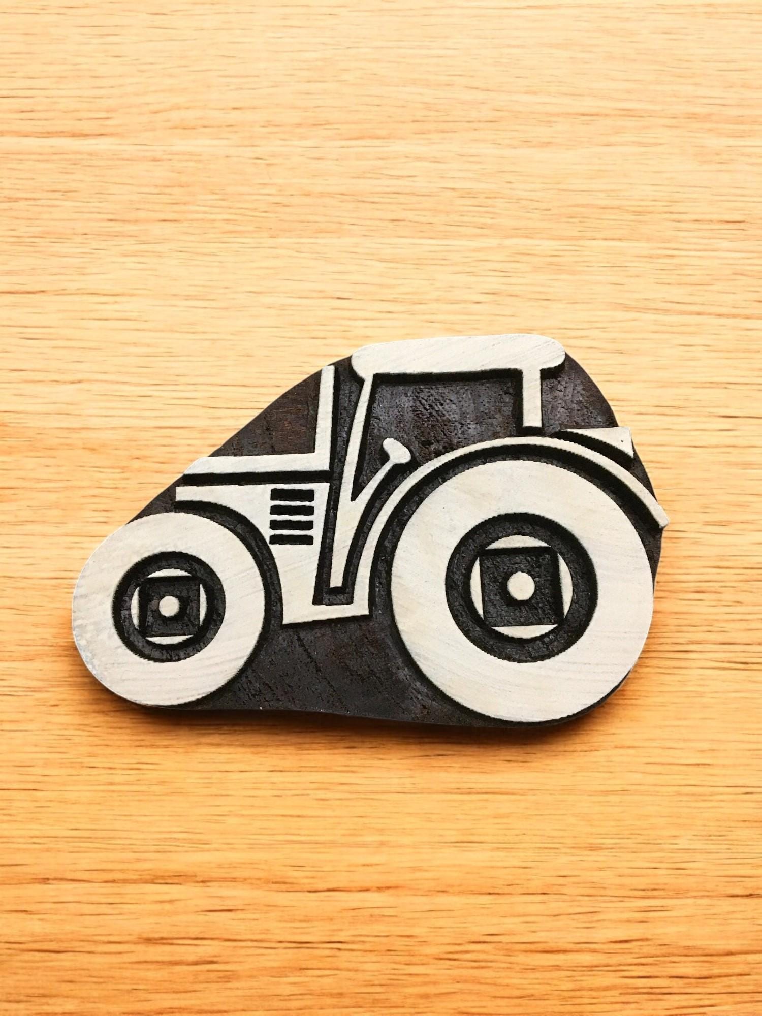 Indian Wooden Printing Block - Farm Tractor Design