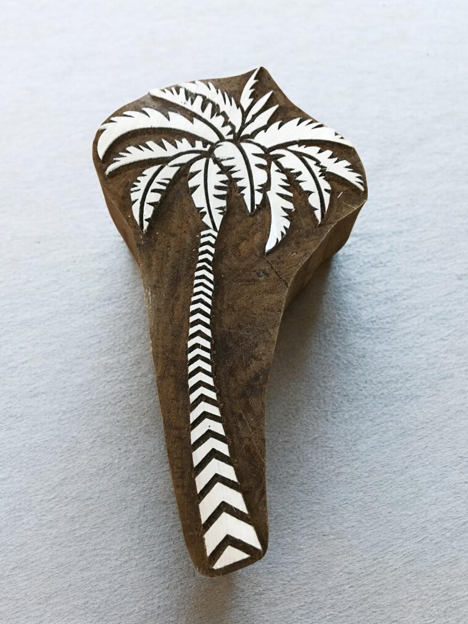 A Palm Tree,  hand carved Indian wood printing block; textile stamp; pottery stamp,