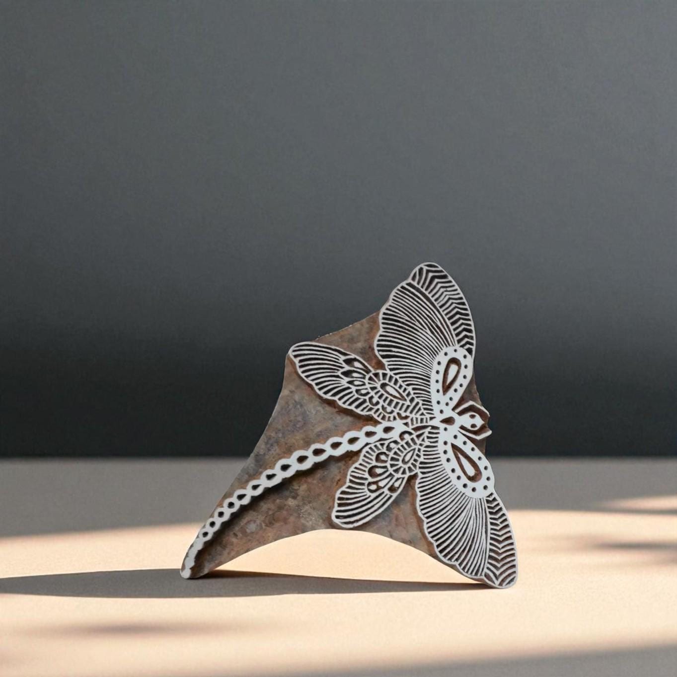 Indian Butterfly Stamp Block, Textile Printing, Pottery DIY