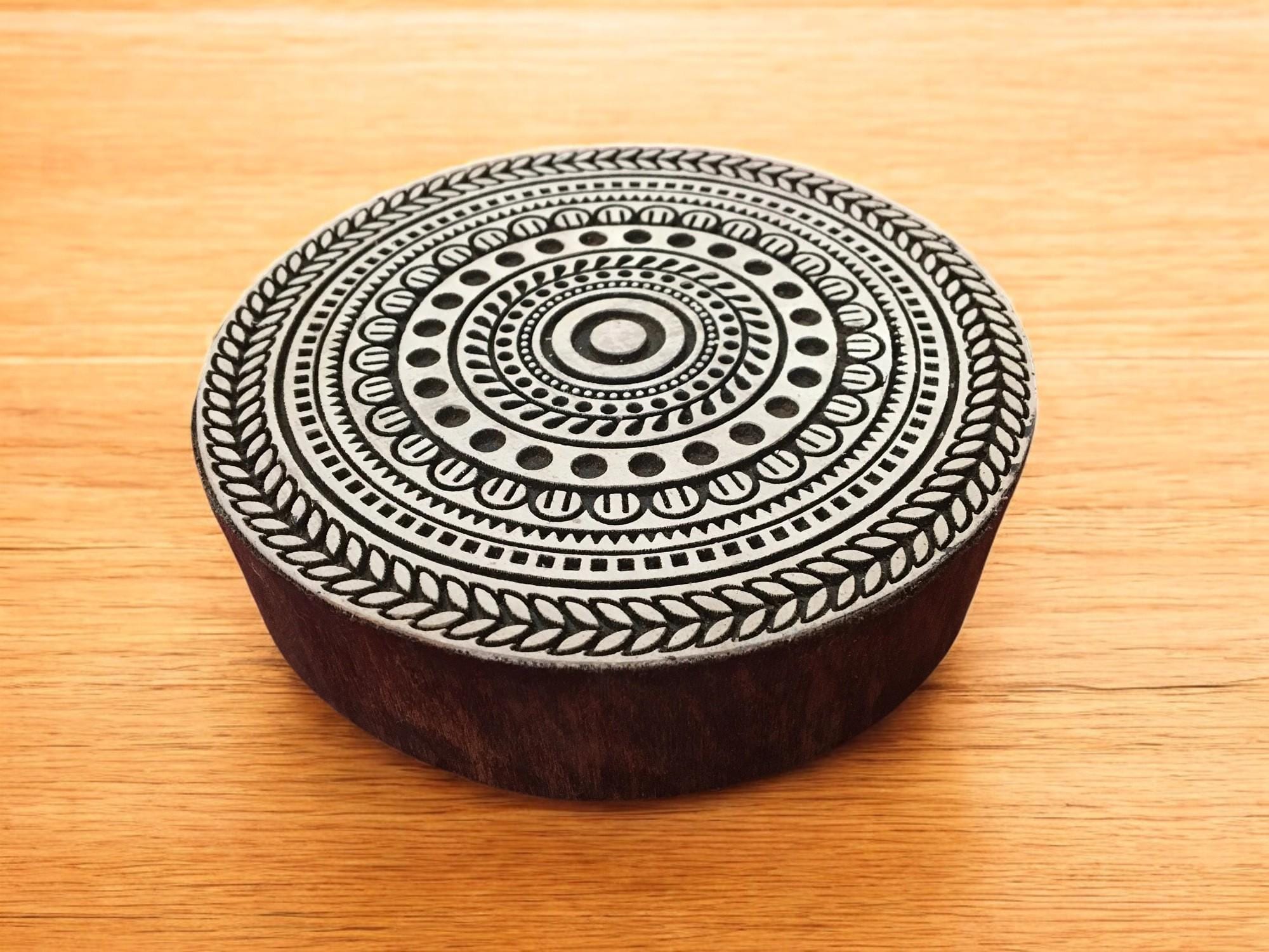 Mandala Wood Stamp, Indian Block Print, Pottery & Soap Stamp