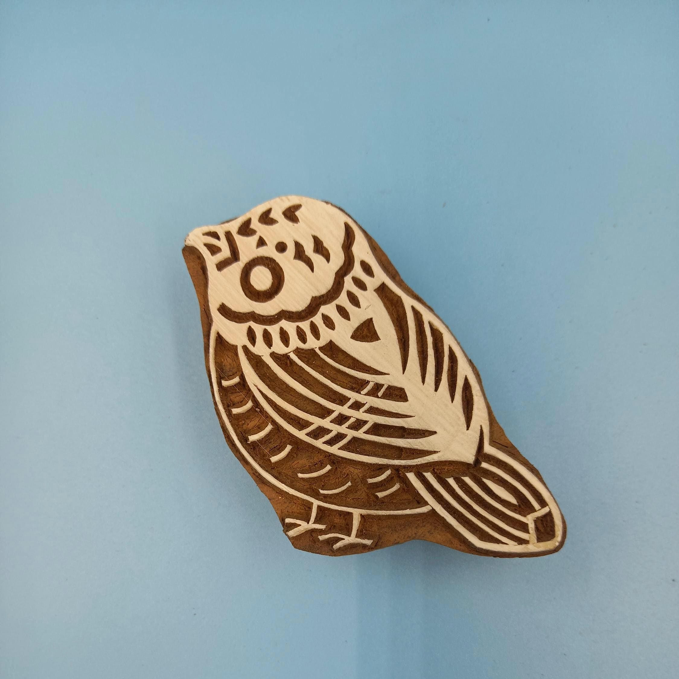 Canary Bird Wooden Printing Block Pottery Stamp, Batik Tjaps, Blaudruck stempel, floral carved stamps