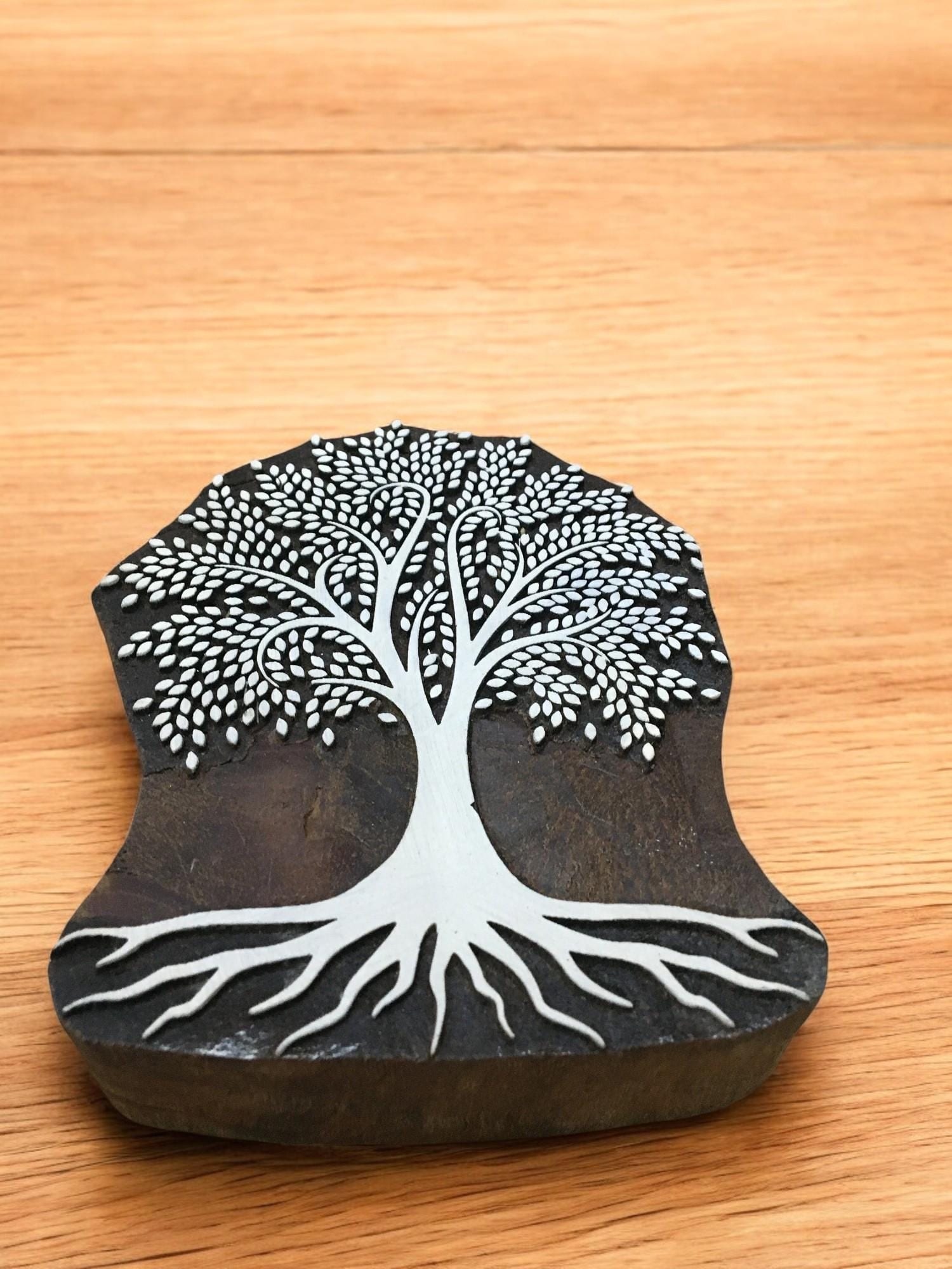 Dense Leaves Tree, hand carved Indian wood printing block; textile stamp; pottery stamp,