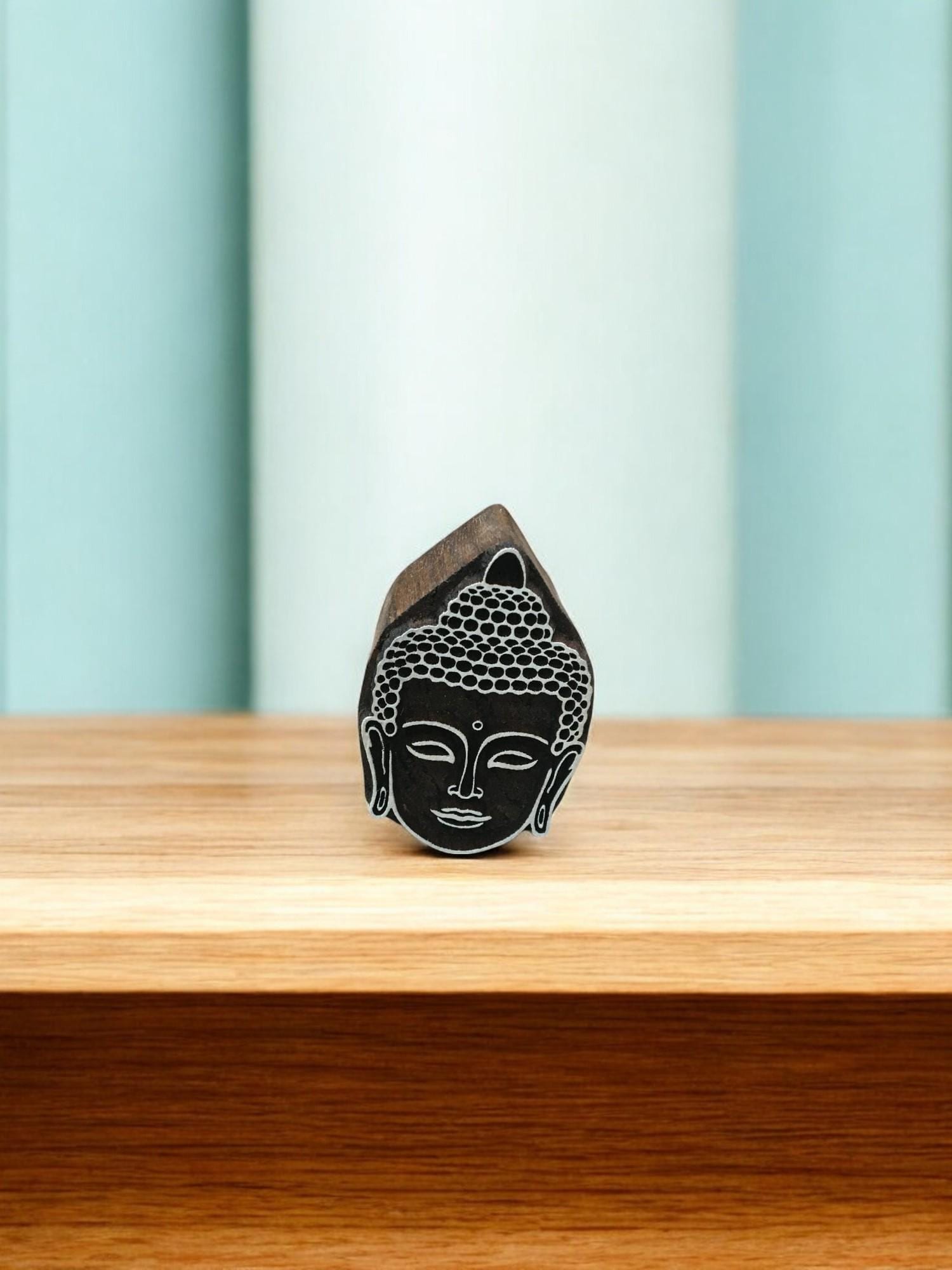 Hand Carved Buddha Head Wood Stamp, Indian Textile Block