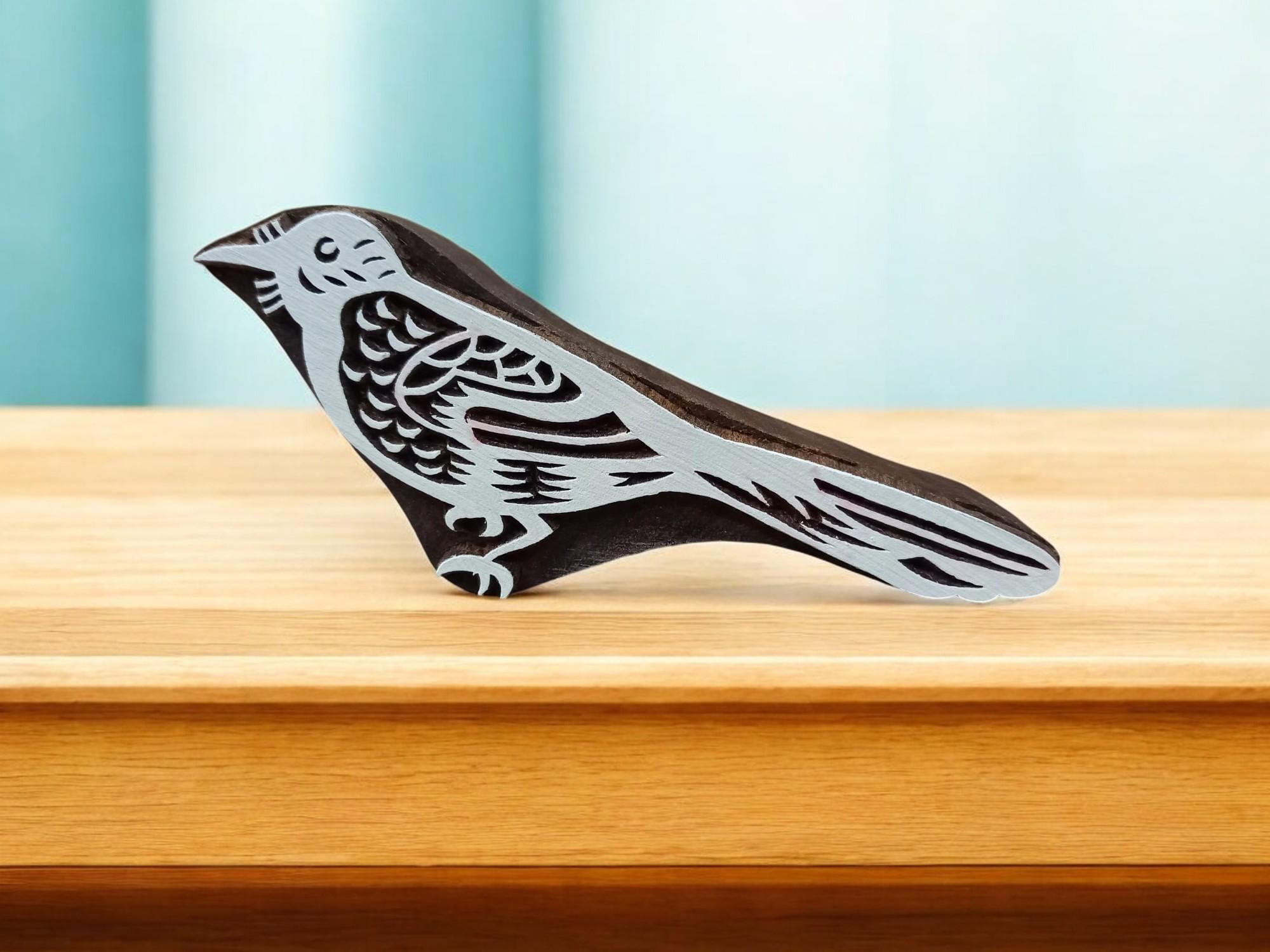 Magpie Bird ,pottery stamp ceramic mold scrapbooking tjap batik printing floral carved stamps.