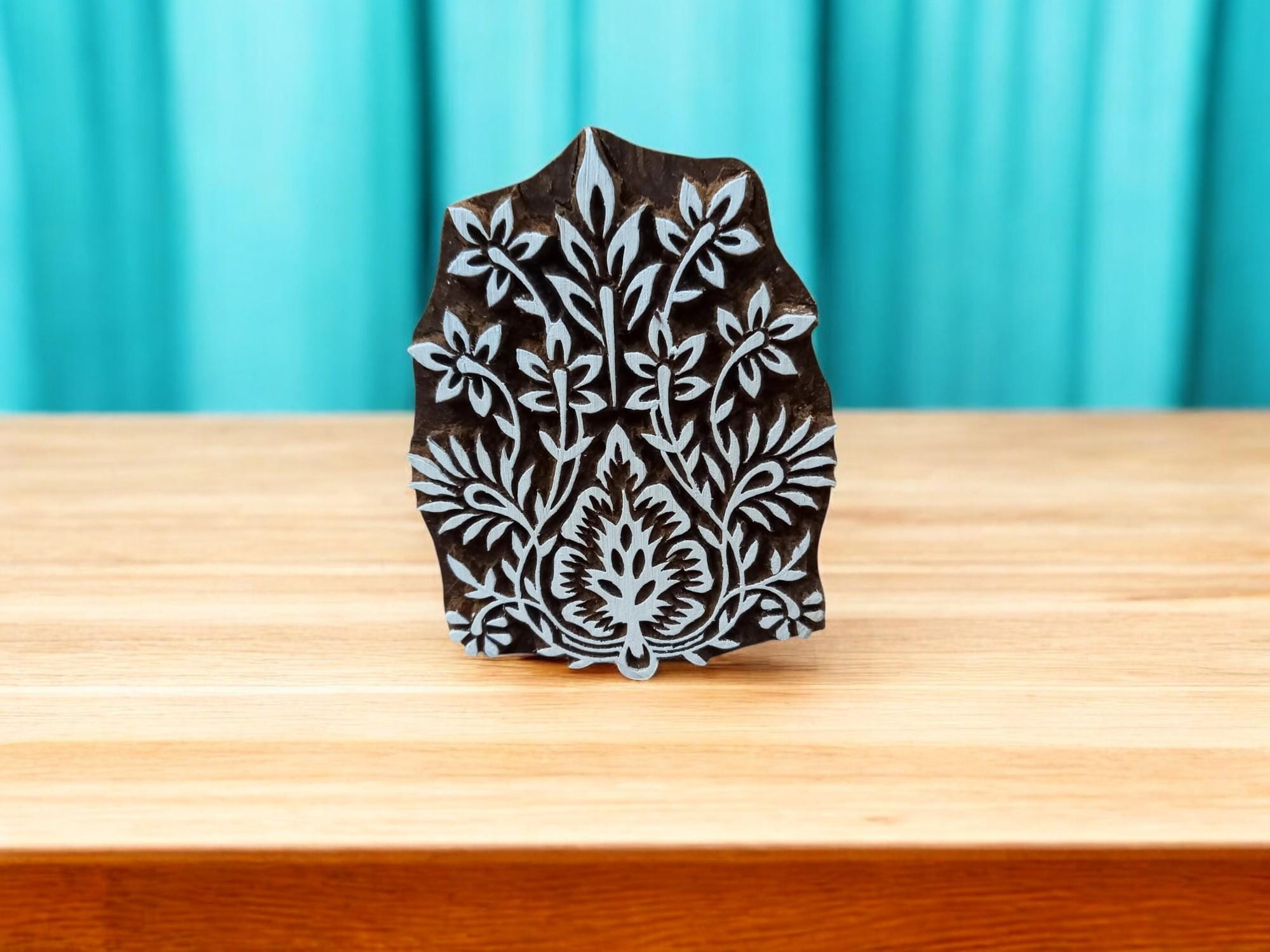 A Oriental Floral Design ,pottery stamp ceramic mold scrapbooking tjap batik printing floral carved stamps.