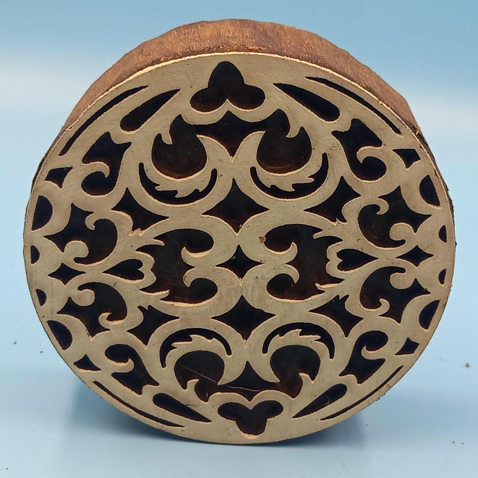 Oriental Mandala Wooden Printing Block Pottery Stamp, Batik Tjaps, Blaudruck stempel