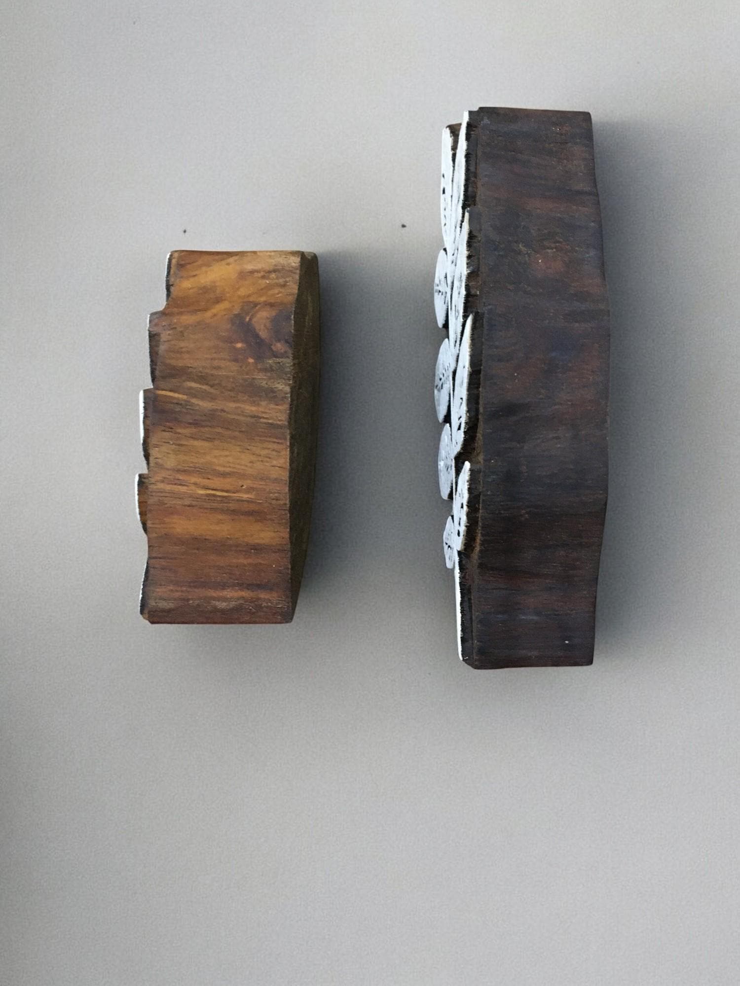 As Leaf Pair,  hand carved Indian wood printing block; textile stamp; pottery stamp,