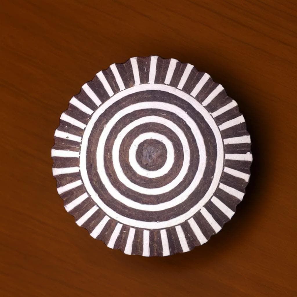 Small Rayed Concentric Circles Wood Block