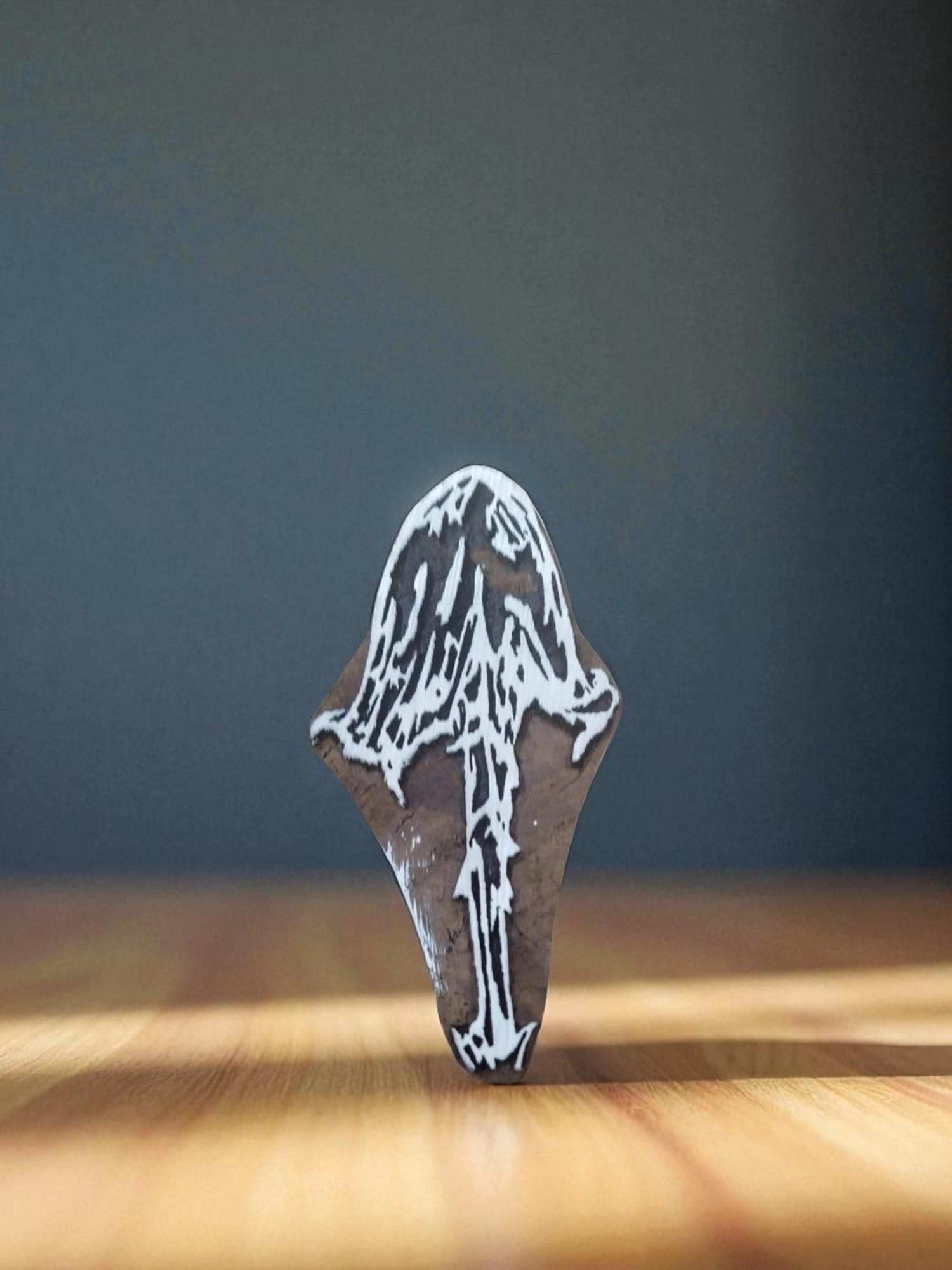 Mushroom Pottery Stamp, Hand Carved Indian Wood Block