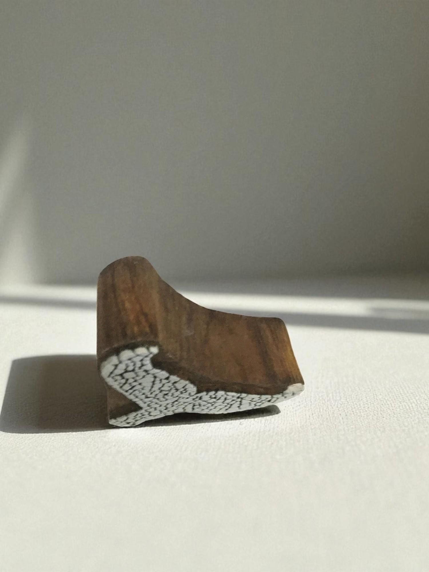 Fair Trade whale tail Carved Indian Wooden Printing Block Stamp tjaps, pottery stamps
