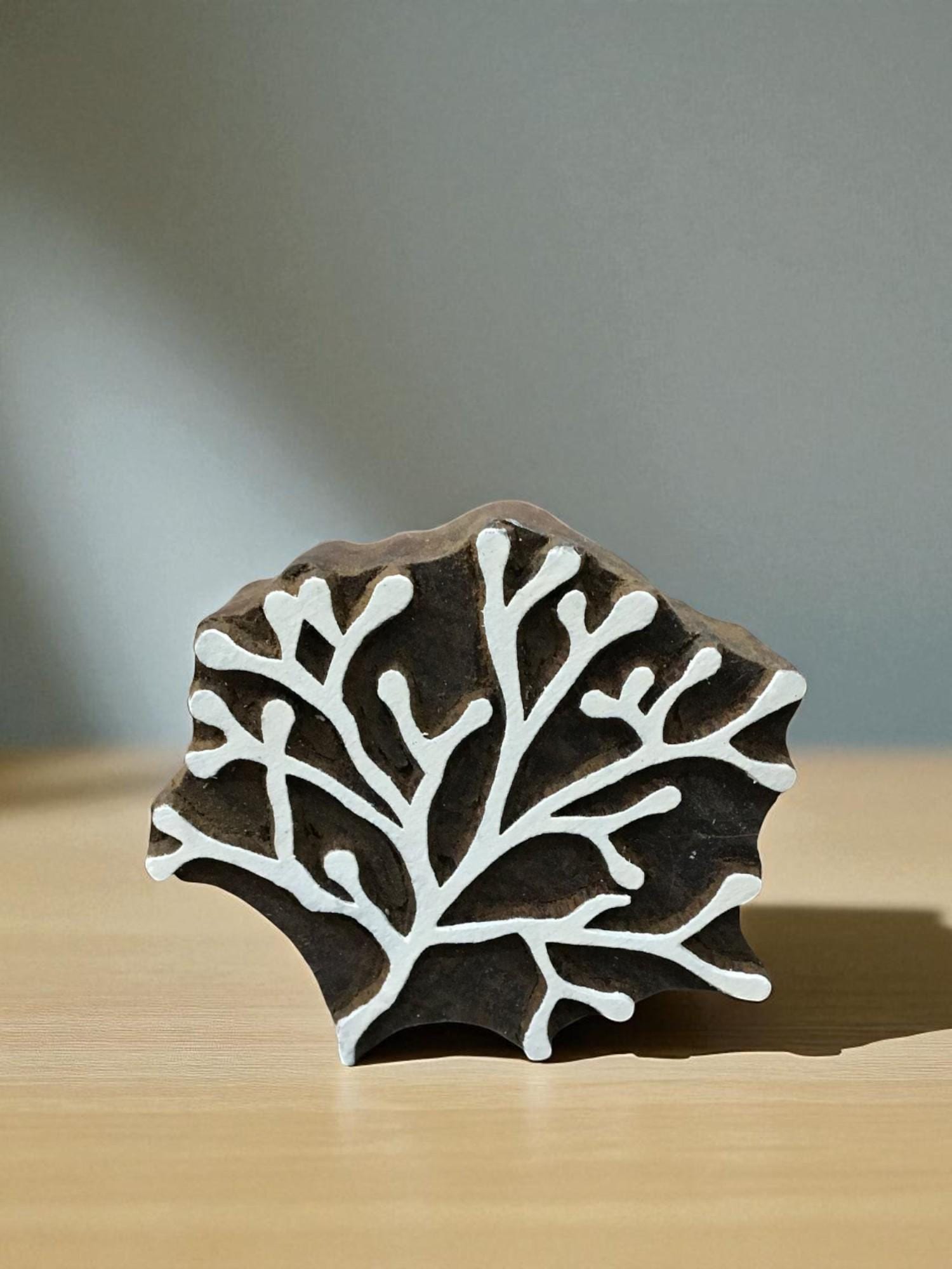 seaweed  hand carved Indian wood printing block; textile stamp; pottery stamp,