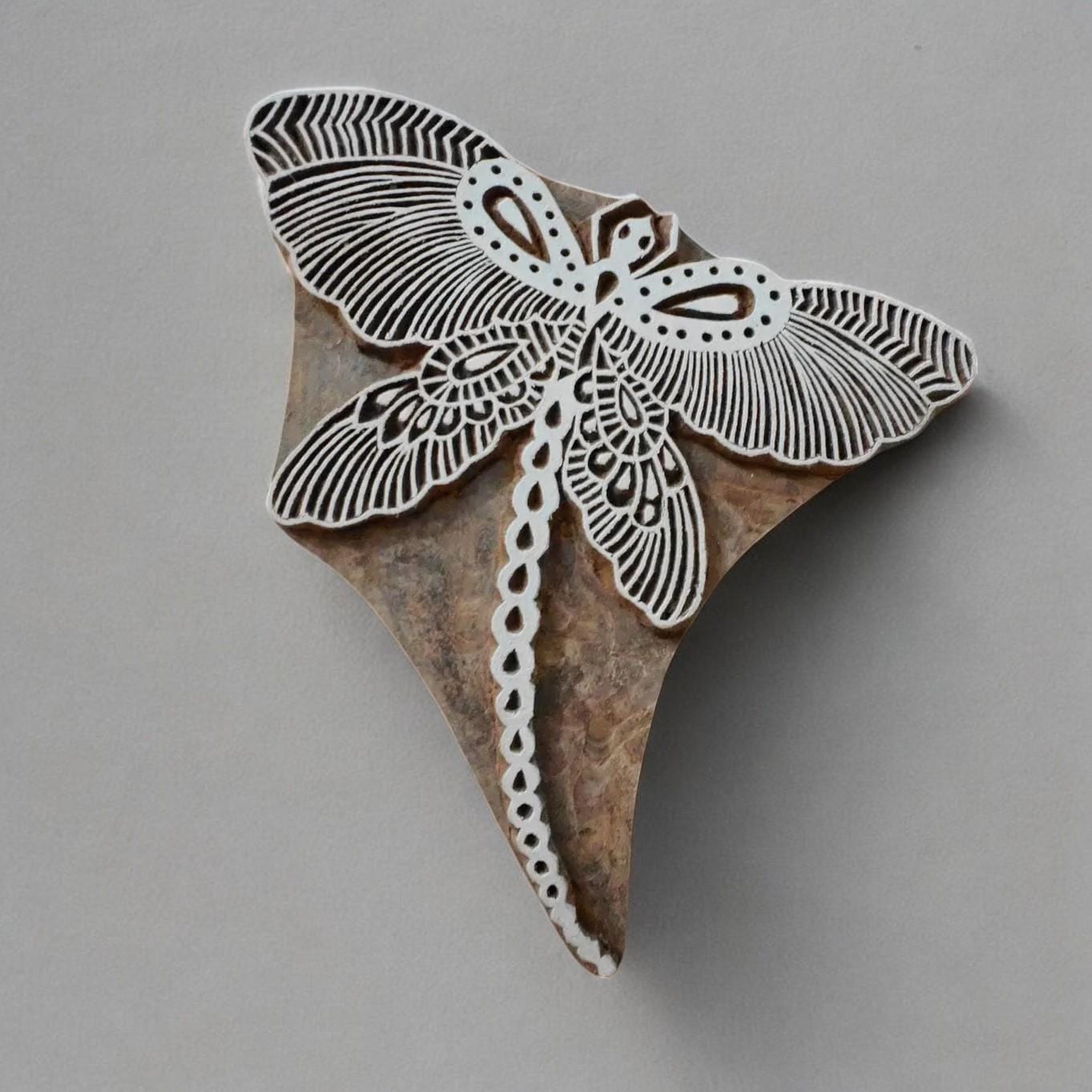 Indian Butterfly Stamp Block, Textile Printing, Pottery DIY