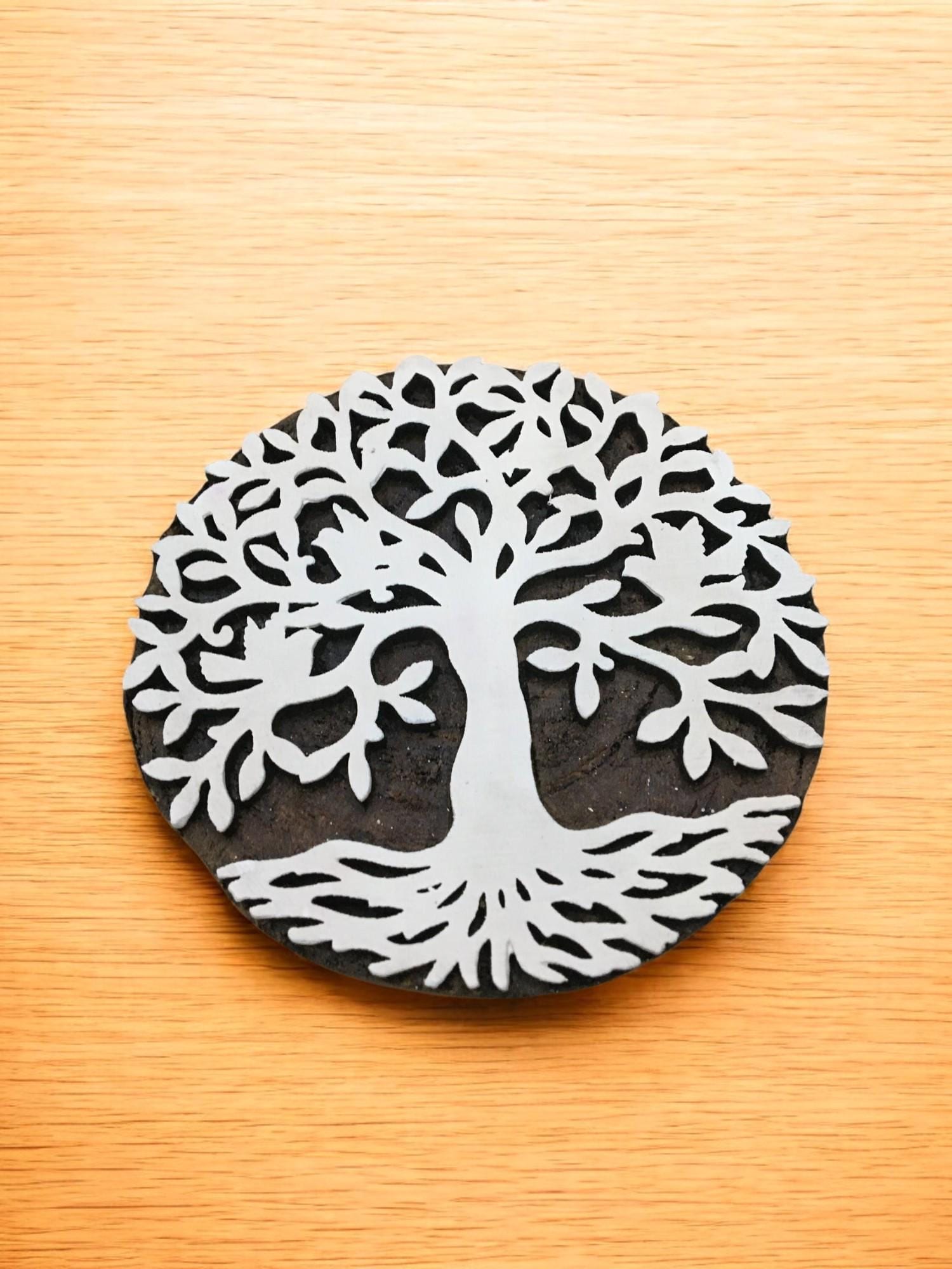 Banyan Tree Wood Stamp: Hand Carved Indian Printing Block