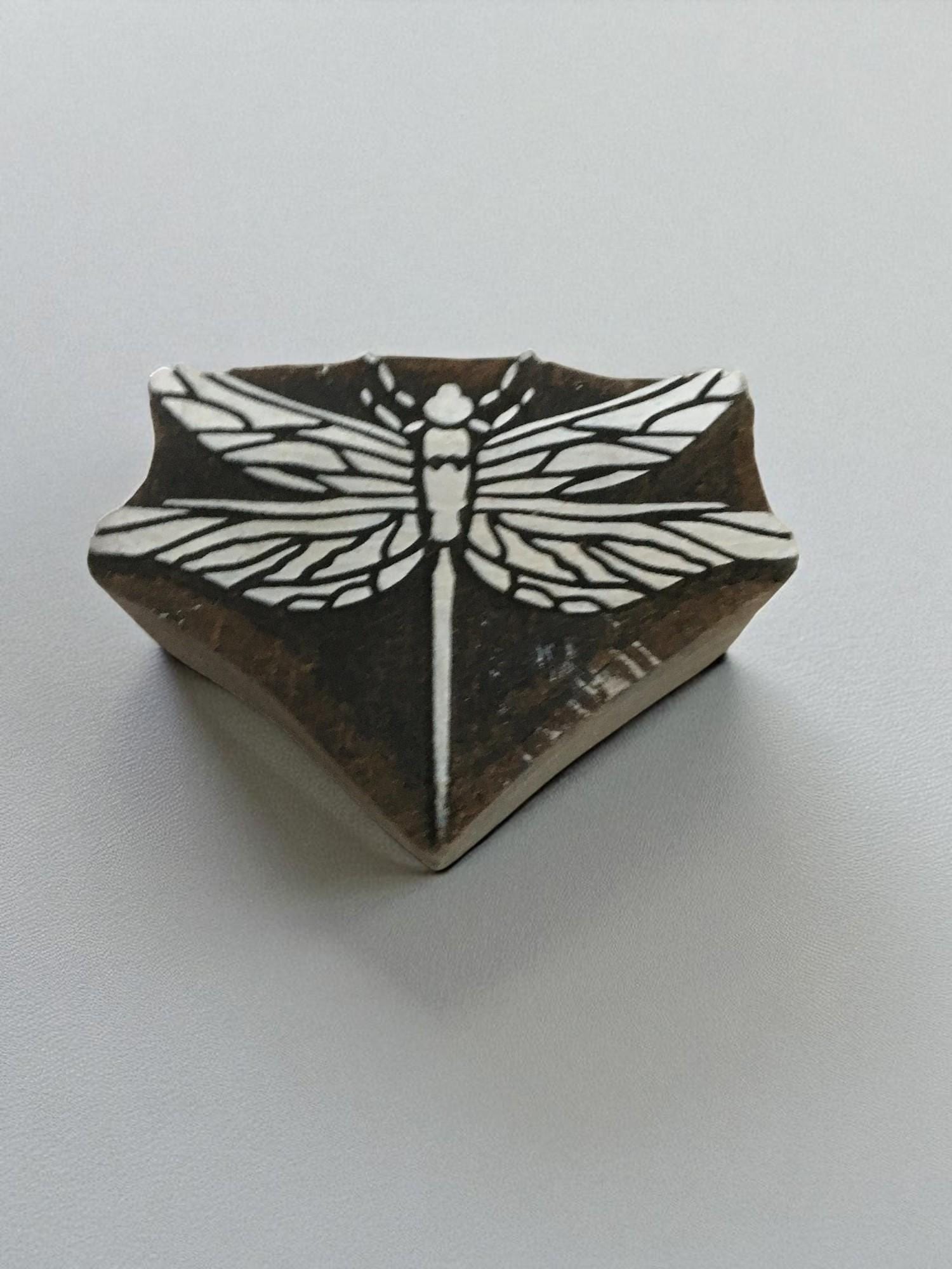 Fair Trade Butterfly Carved Wood Stamp - Textile, Pottery Block