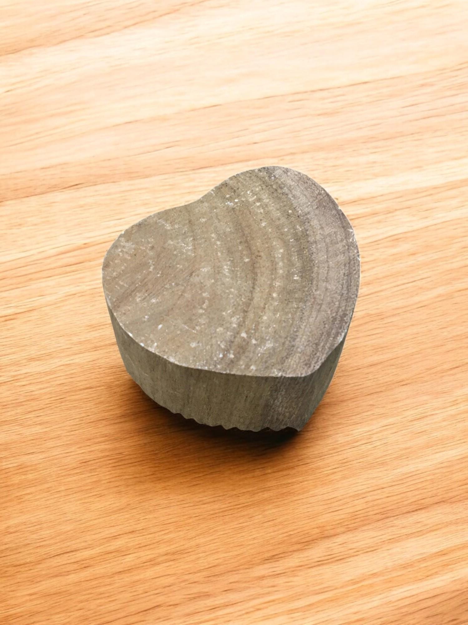 Hand Carved Wooden Printing Block: Intricate Heart Design