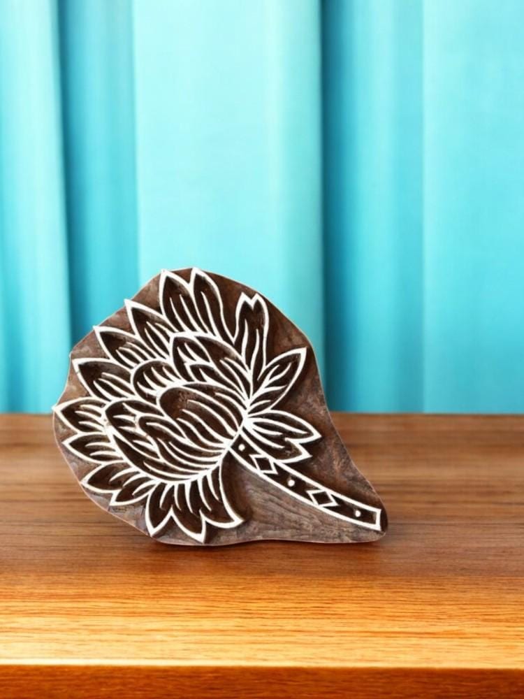 Hand Carved Floral Wood Stamp, Indian Textile Print Block