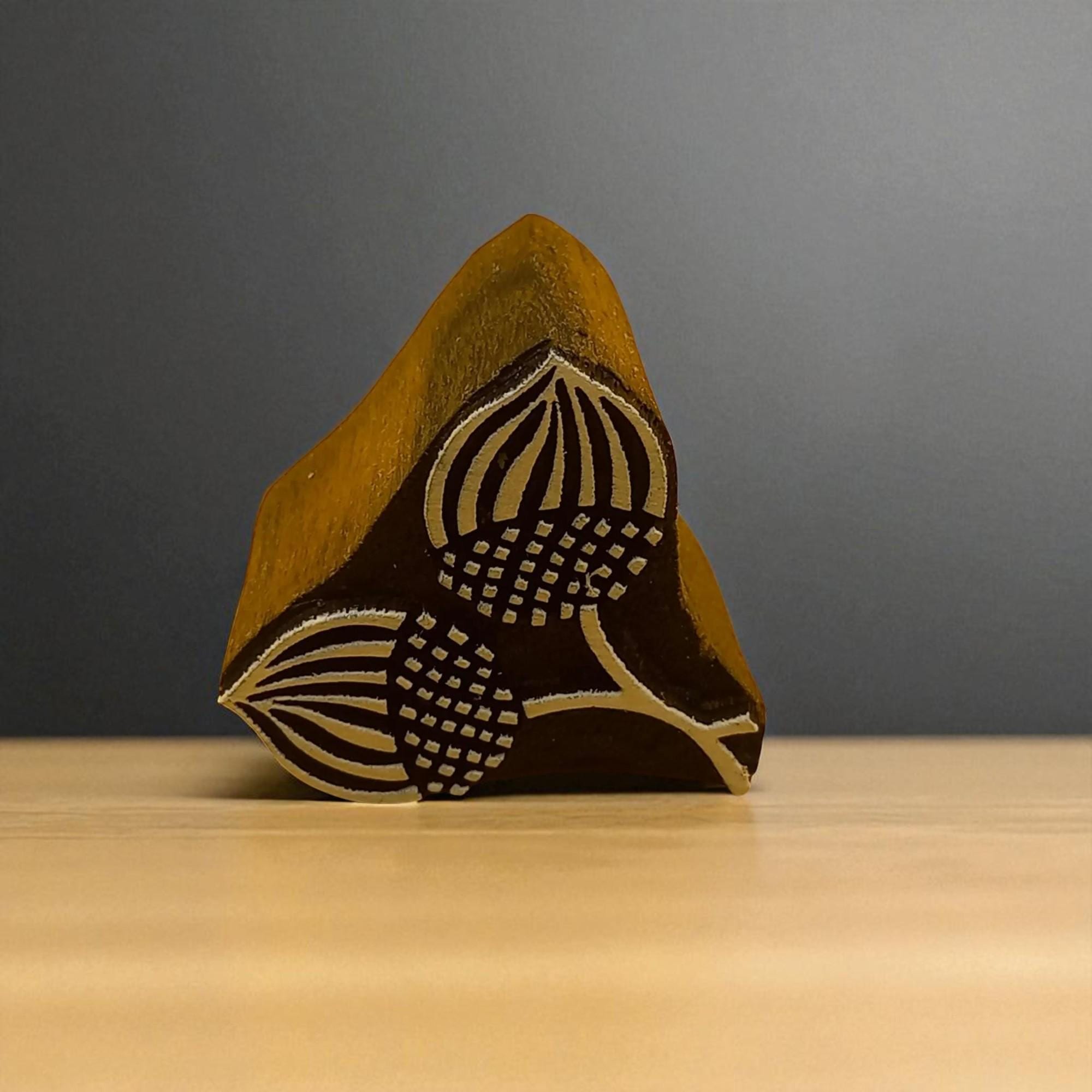 Hand Carved Acorn Wood Printing Block – Indian Textile Stamp