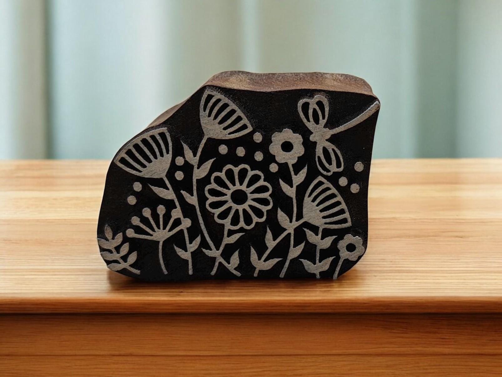 Mini Maedow Flower ,hand carved Indian wood printing block; textile stamp; pottery stamp,