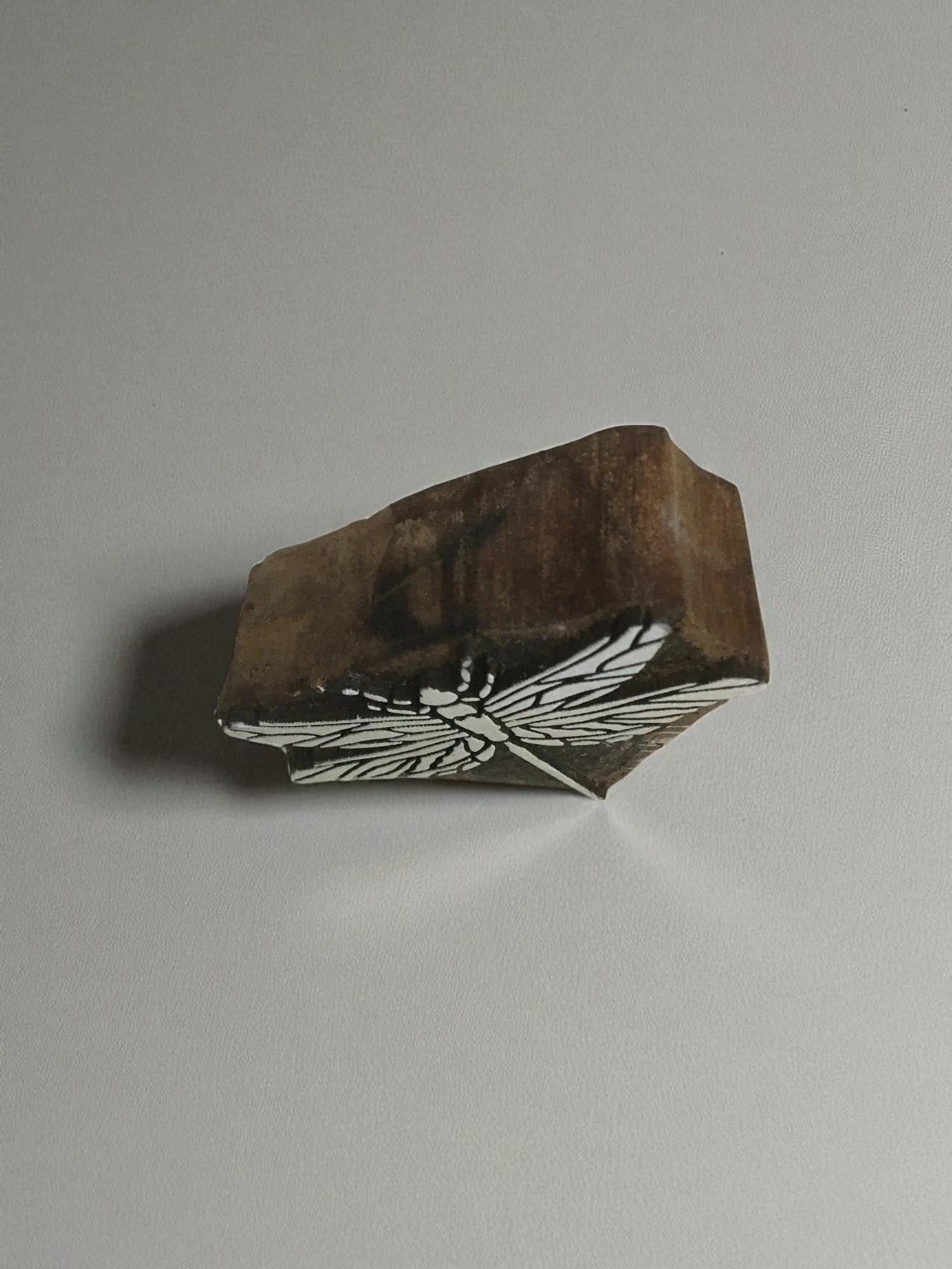 Fair Trade Butterfly Carved Wood Stamp - Textile, Pottery Block