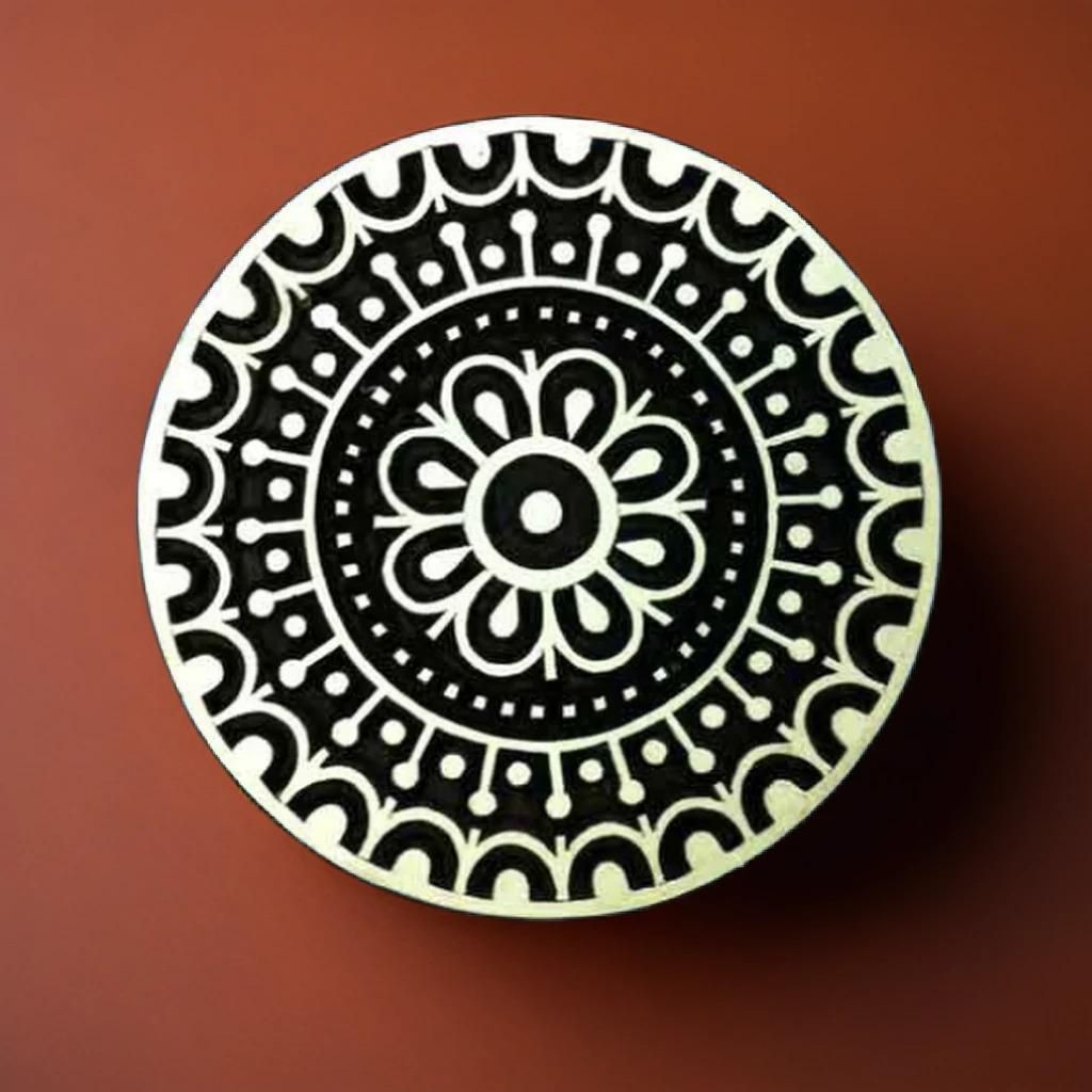 Large Geometric Circular Wood Block
