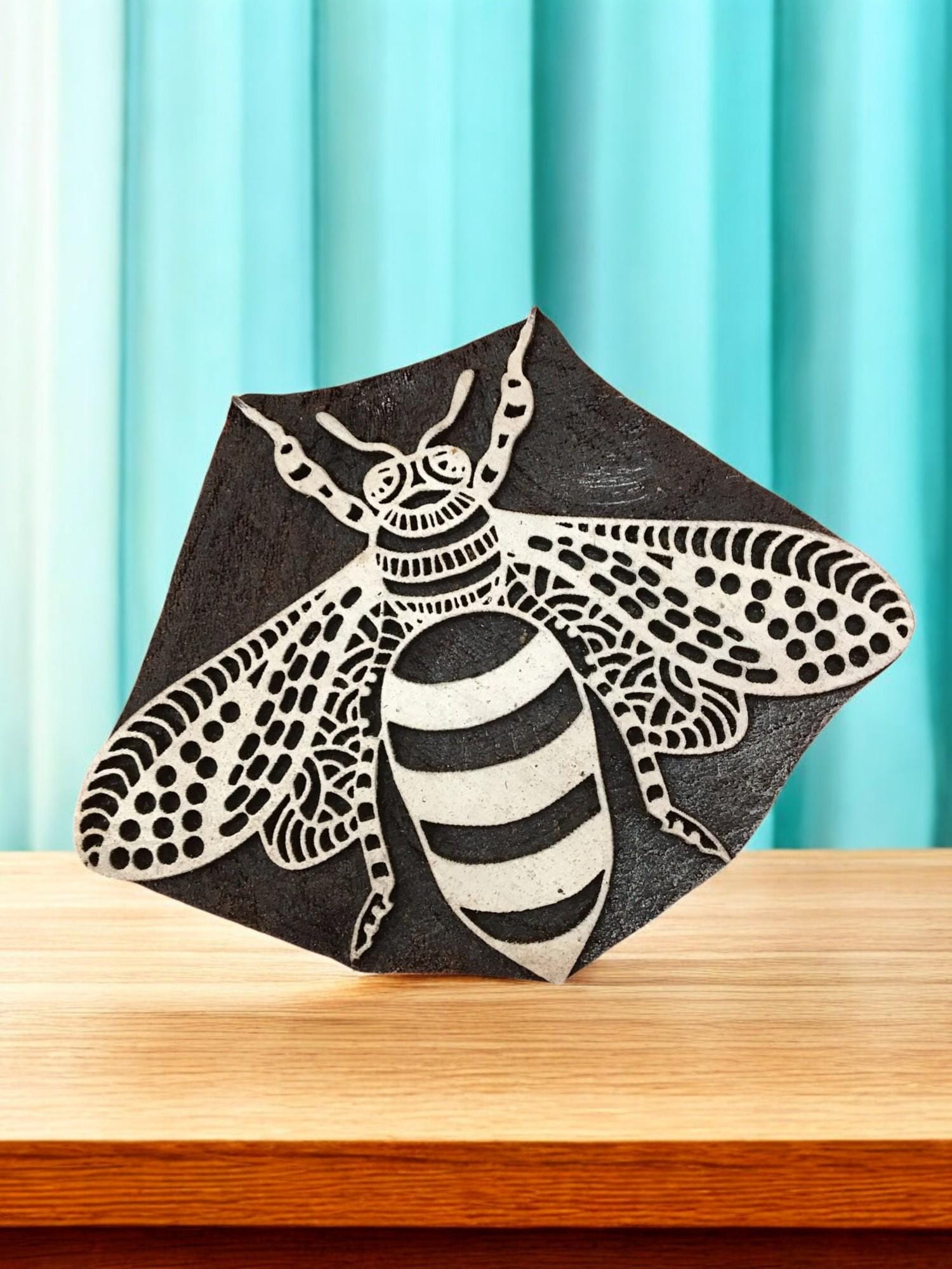 Hand Carved Bee Woodblock Stamp, Indian Textile Pottery Printing