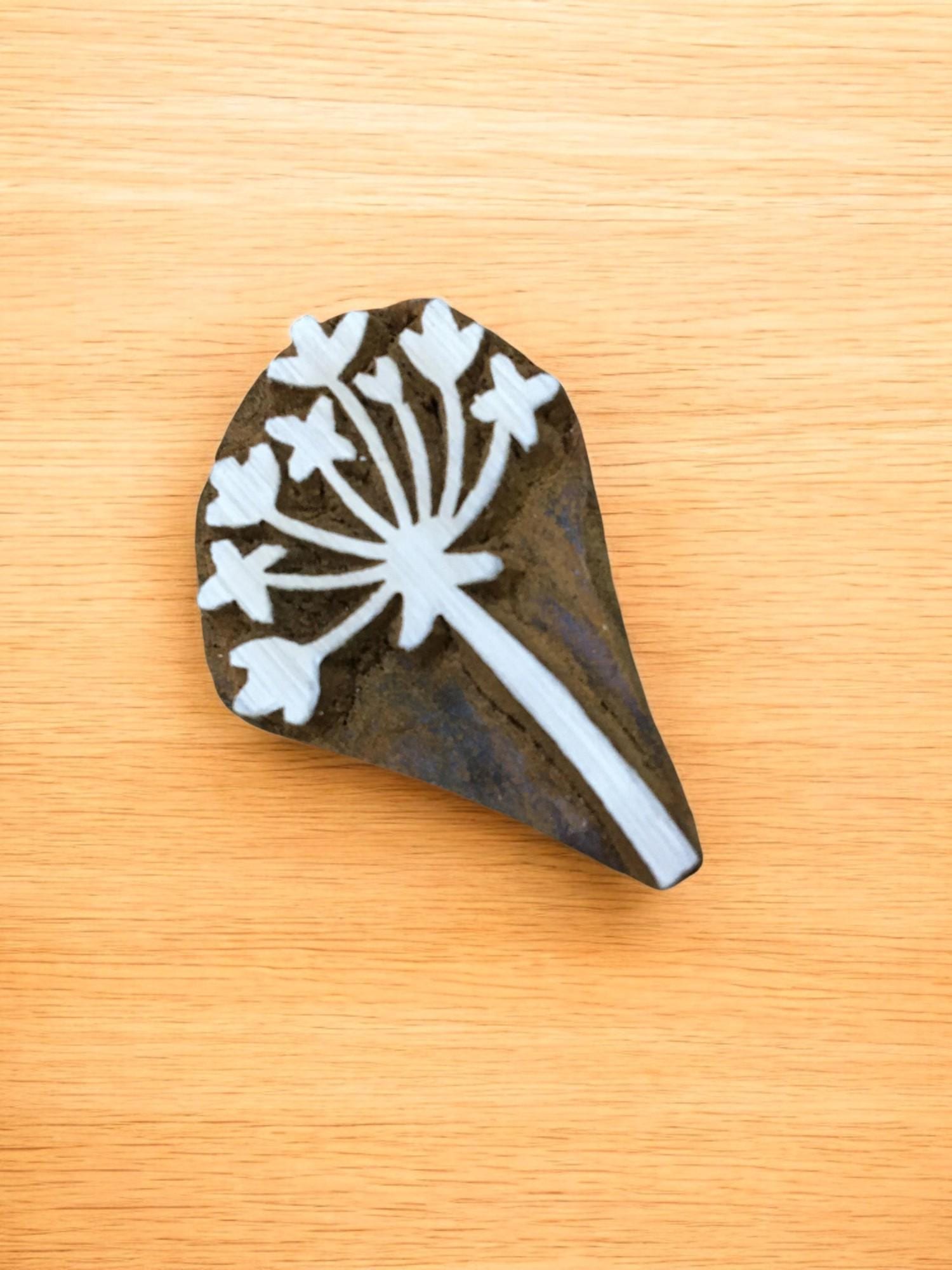 Star poppy Seed Head, hand carved Indian wood printing block; textile stamp; pottery stamp,