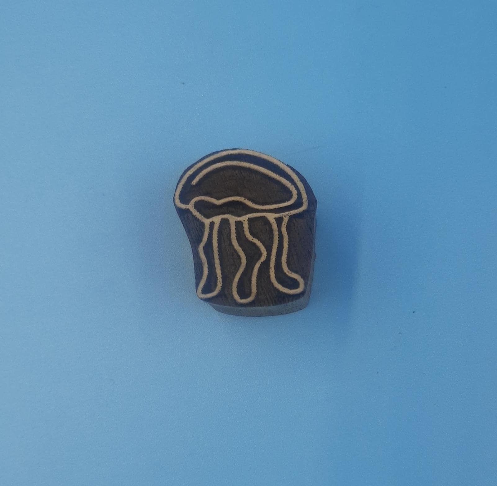 Jelly Fish Wooden Printing Block Pottery Stamp, Batik Tjaps, Blaudruck stempel