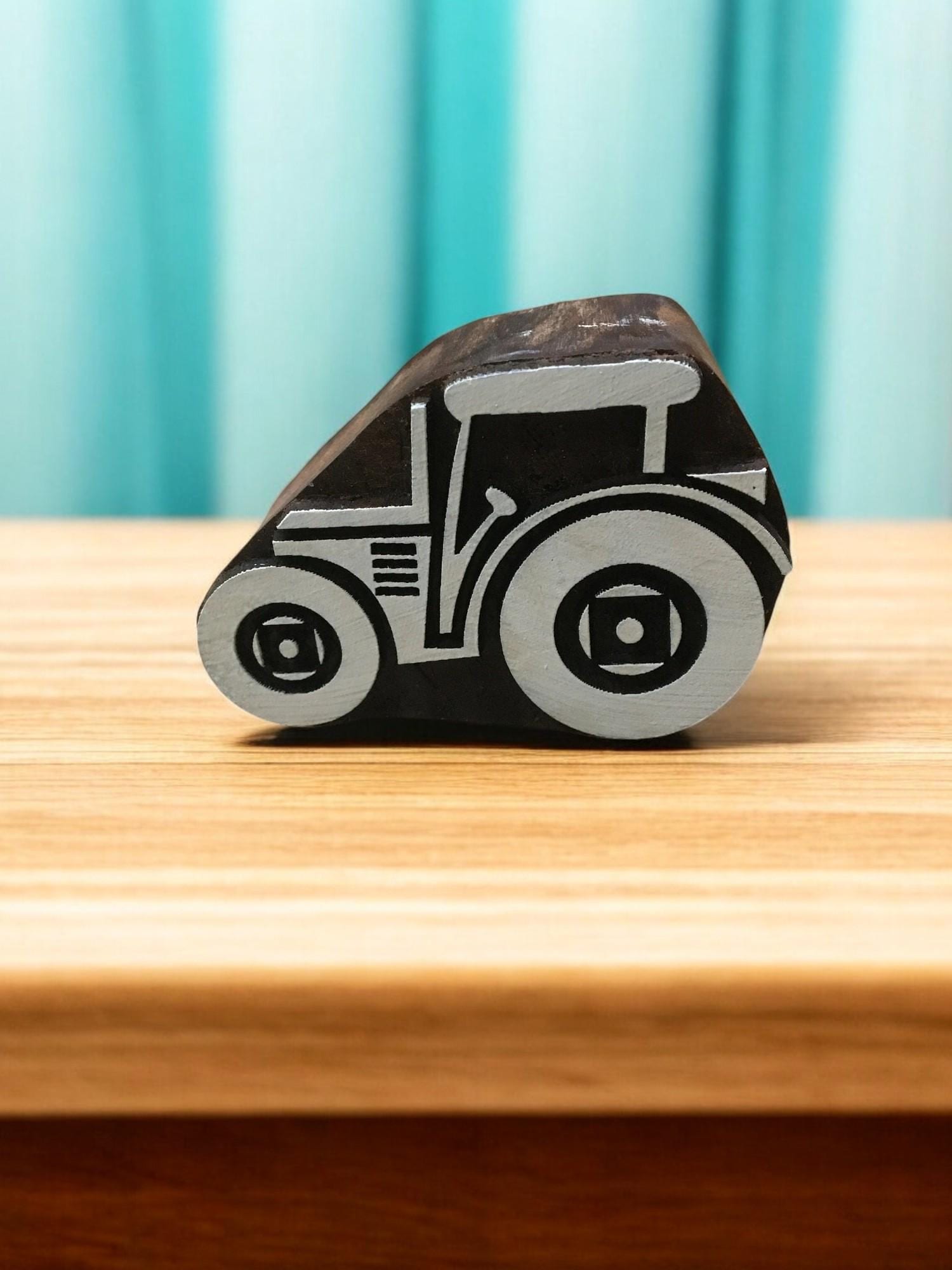Indian Wooden Printing Block - Farm Tractor Design