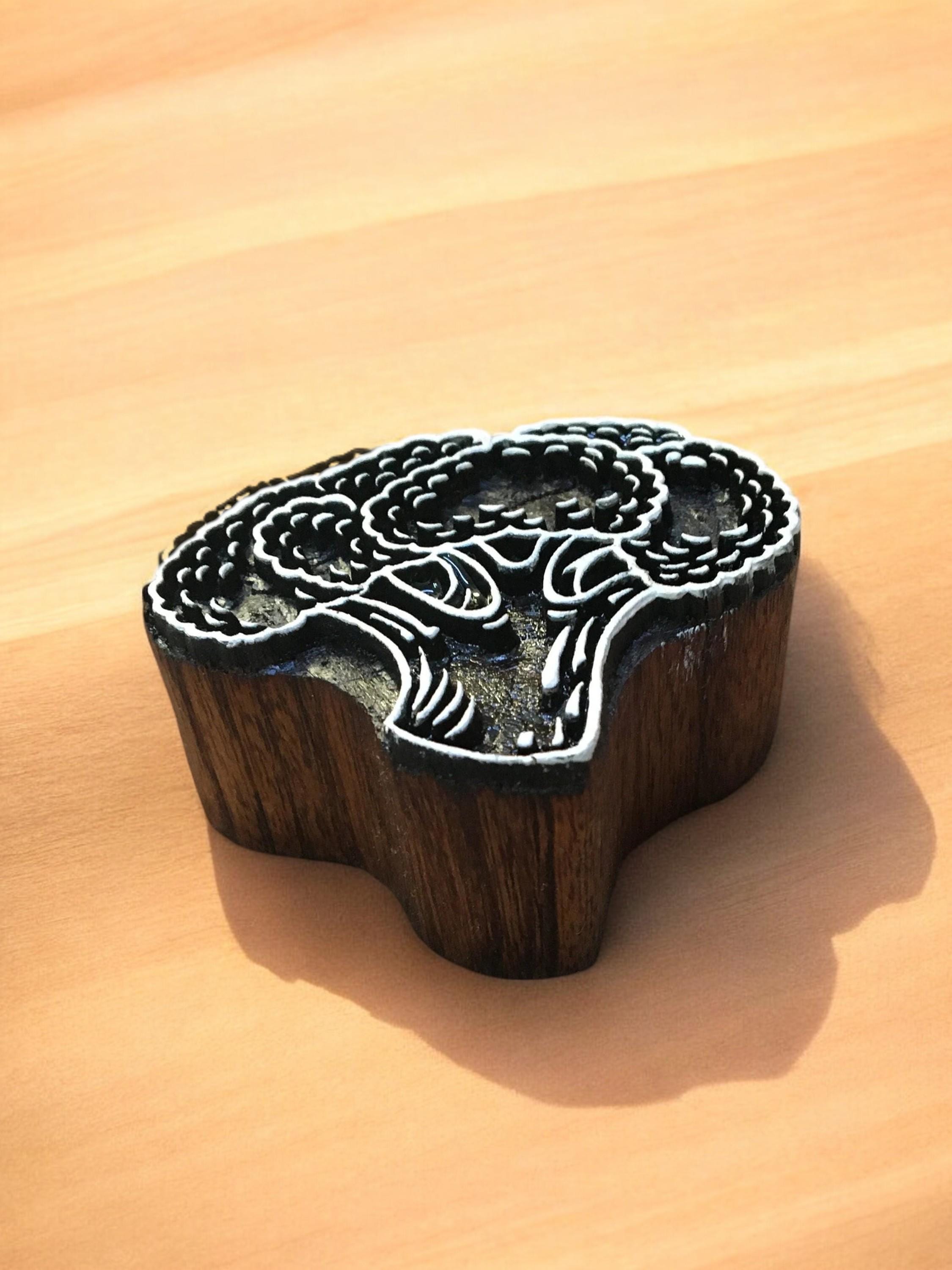 Hand Carved Broccoli Stamp, Indian Wood Block Print, Pottery, Textile Art