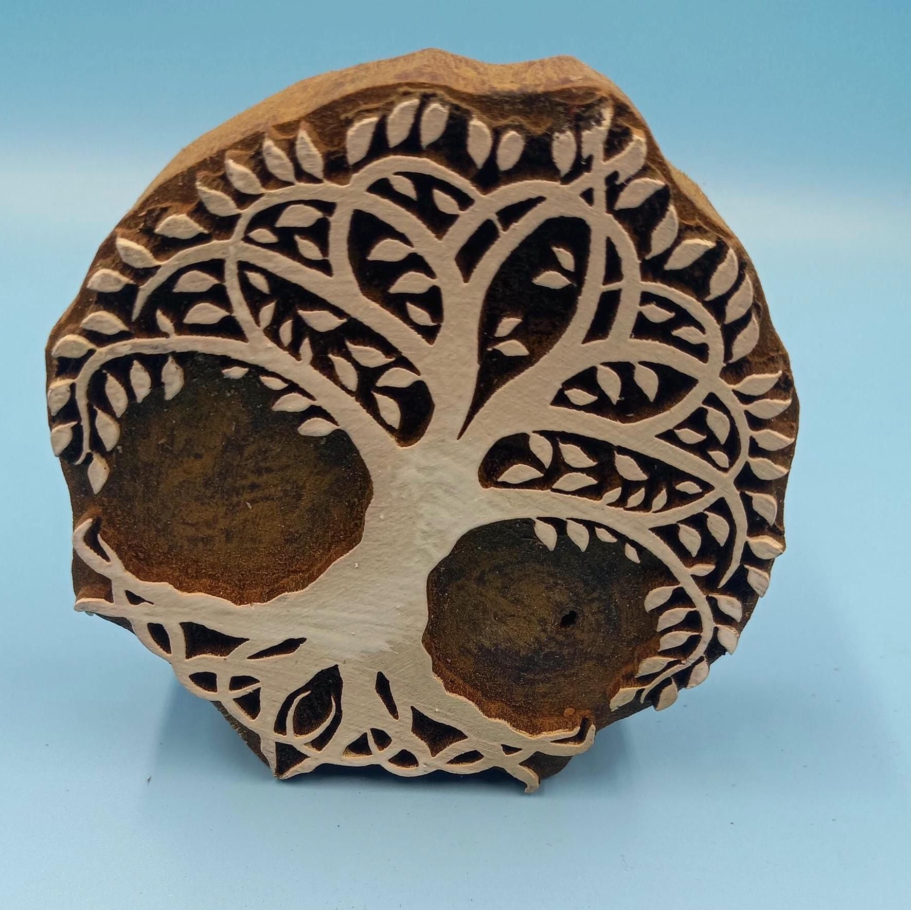 Celtic Tree Wooden Printing Block Pottery Stamp, Batik Tjaps, Blaudruck stempel