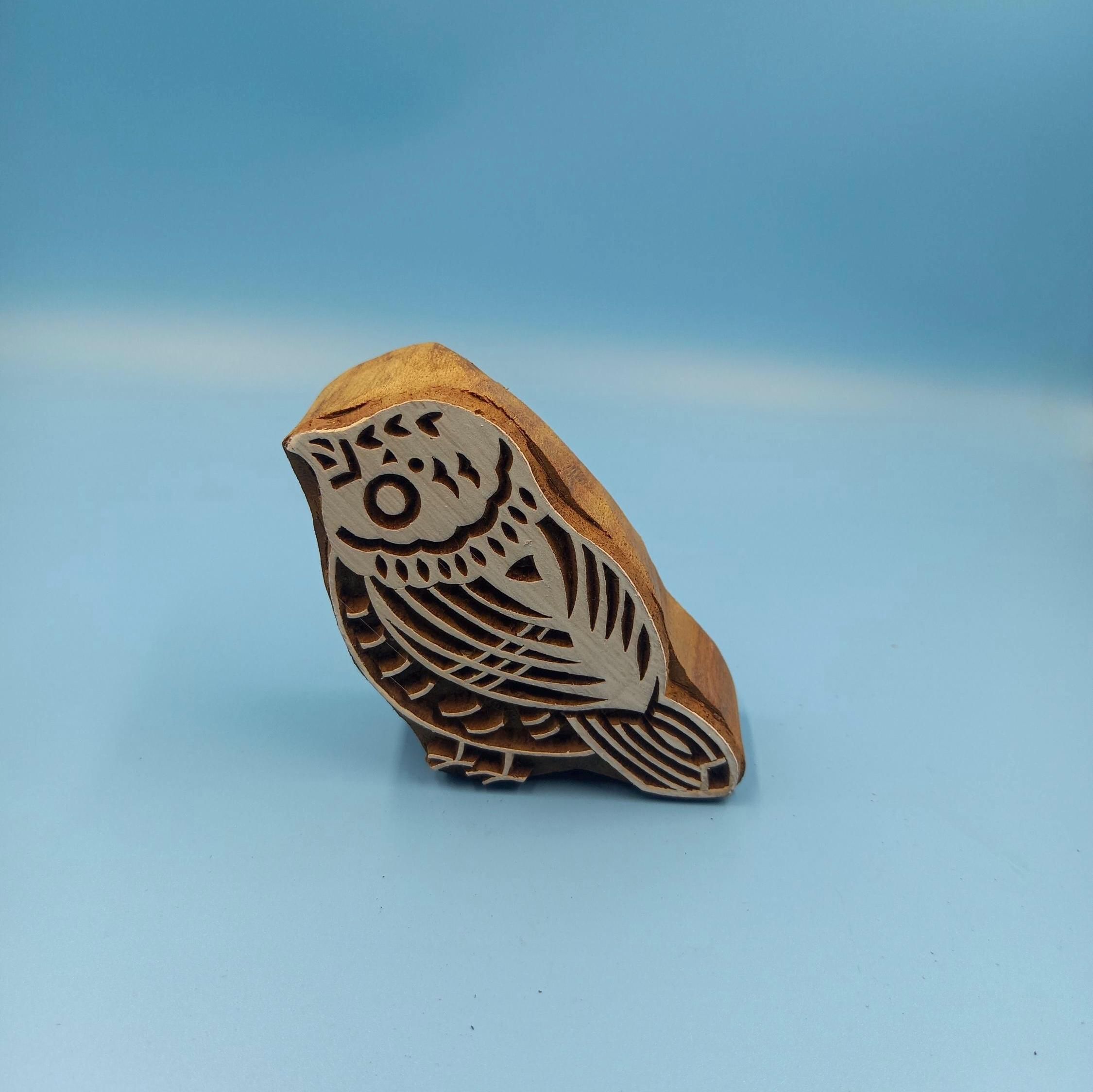 Canary Bird Wooden Printing Block Pottery Stamp, Batik Tjaps, Blaudruck stempel, floral carved stamps