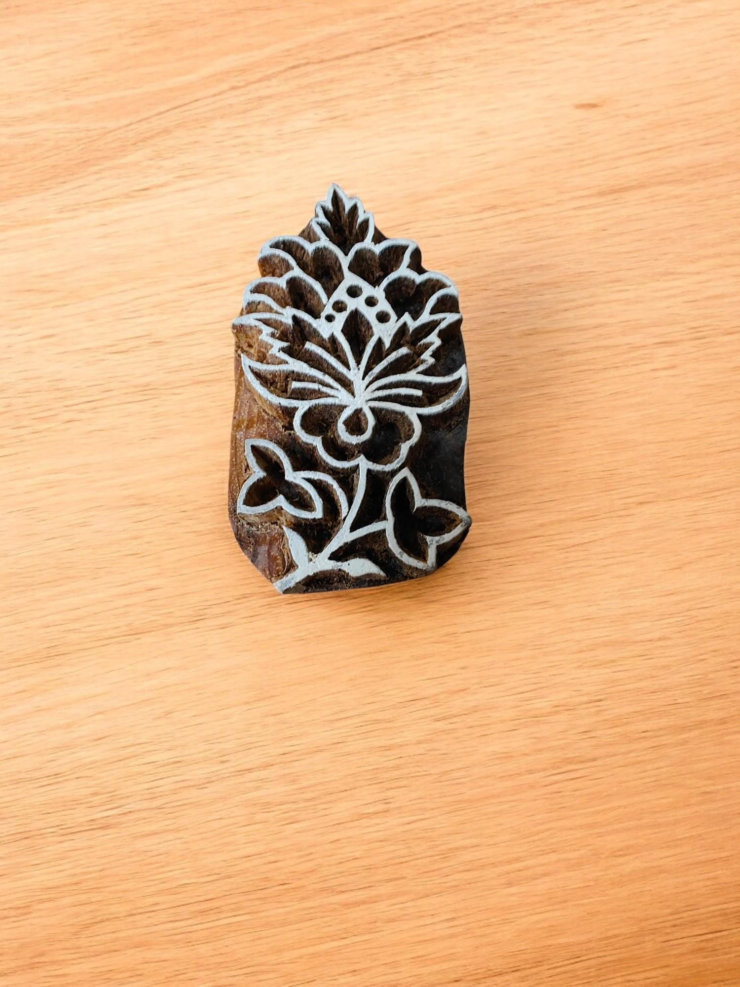 Mini Floral pottery stamp ceramic mold scrapbooking tjap batik printing floral carved stamps.