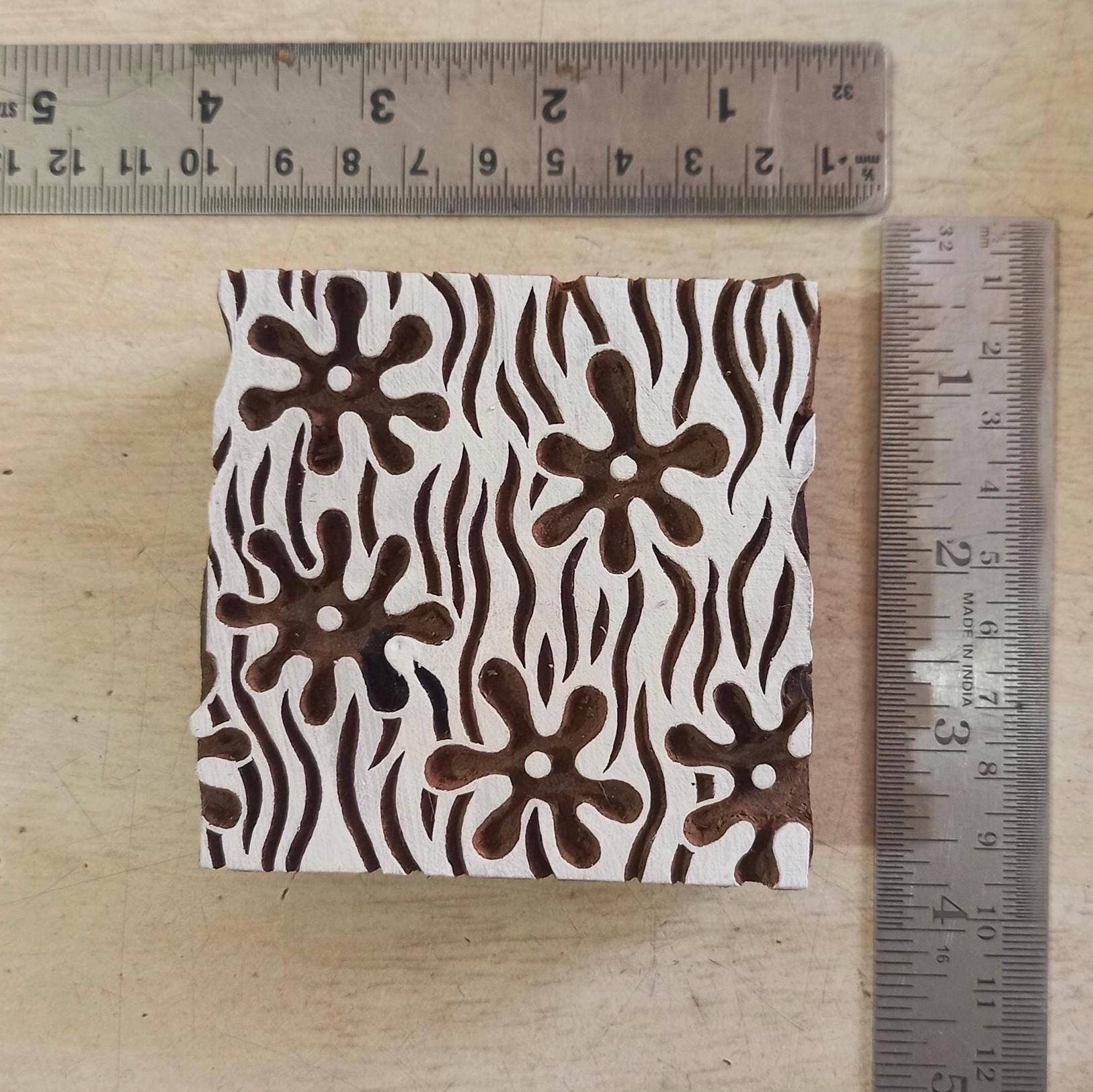 Underwater Flora Wooden Printing Block Pottery Stamp, Batik Tjaps, Blaudruck stempel, floral carved stamps