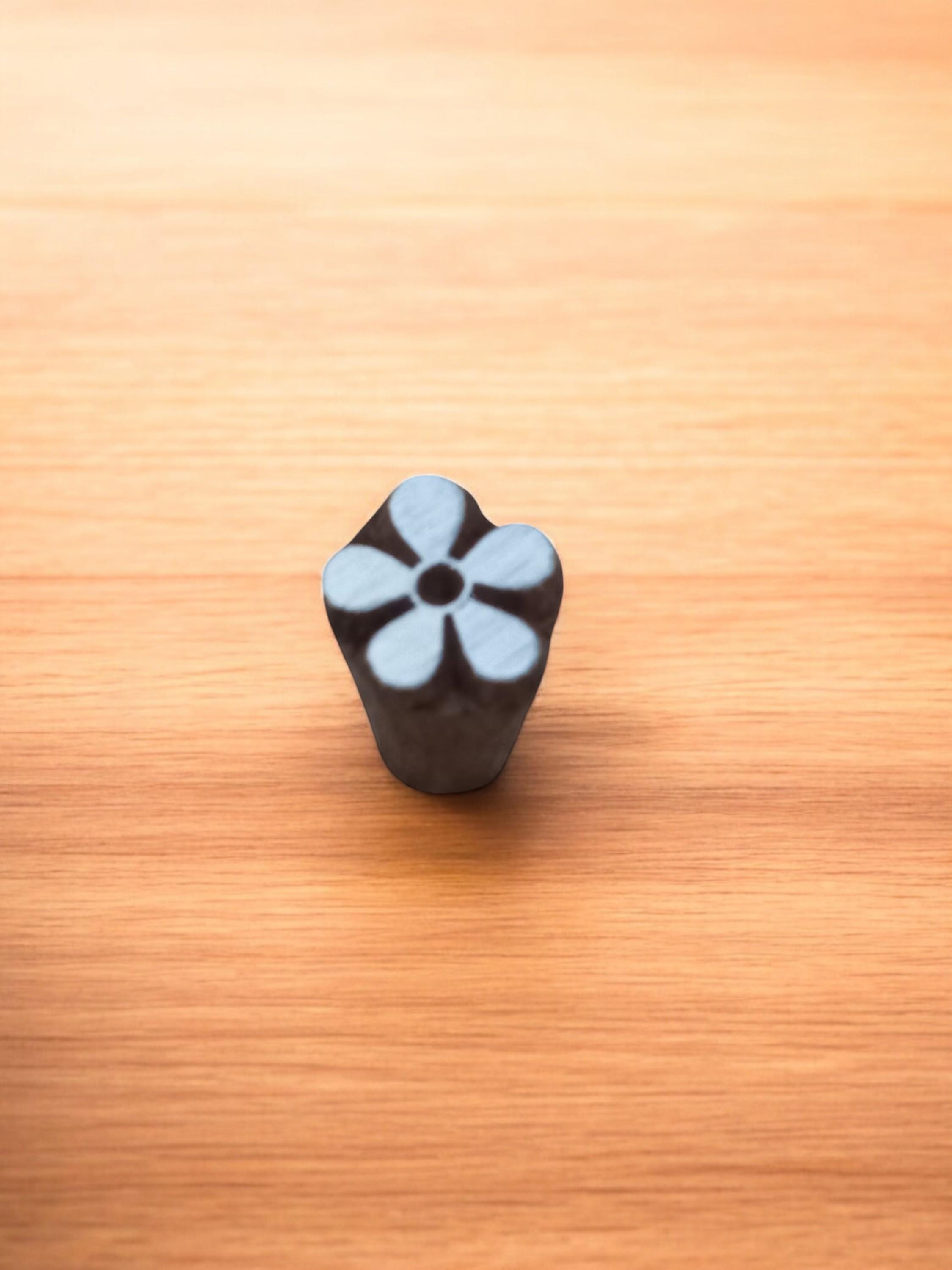 Mini 5 Petal Flower Stamp, Indian Wood Block Print, 2cm