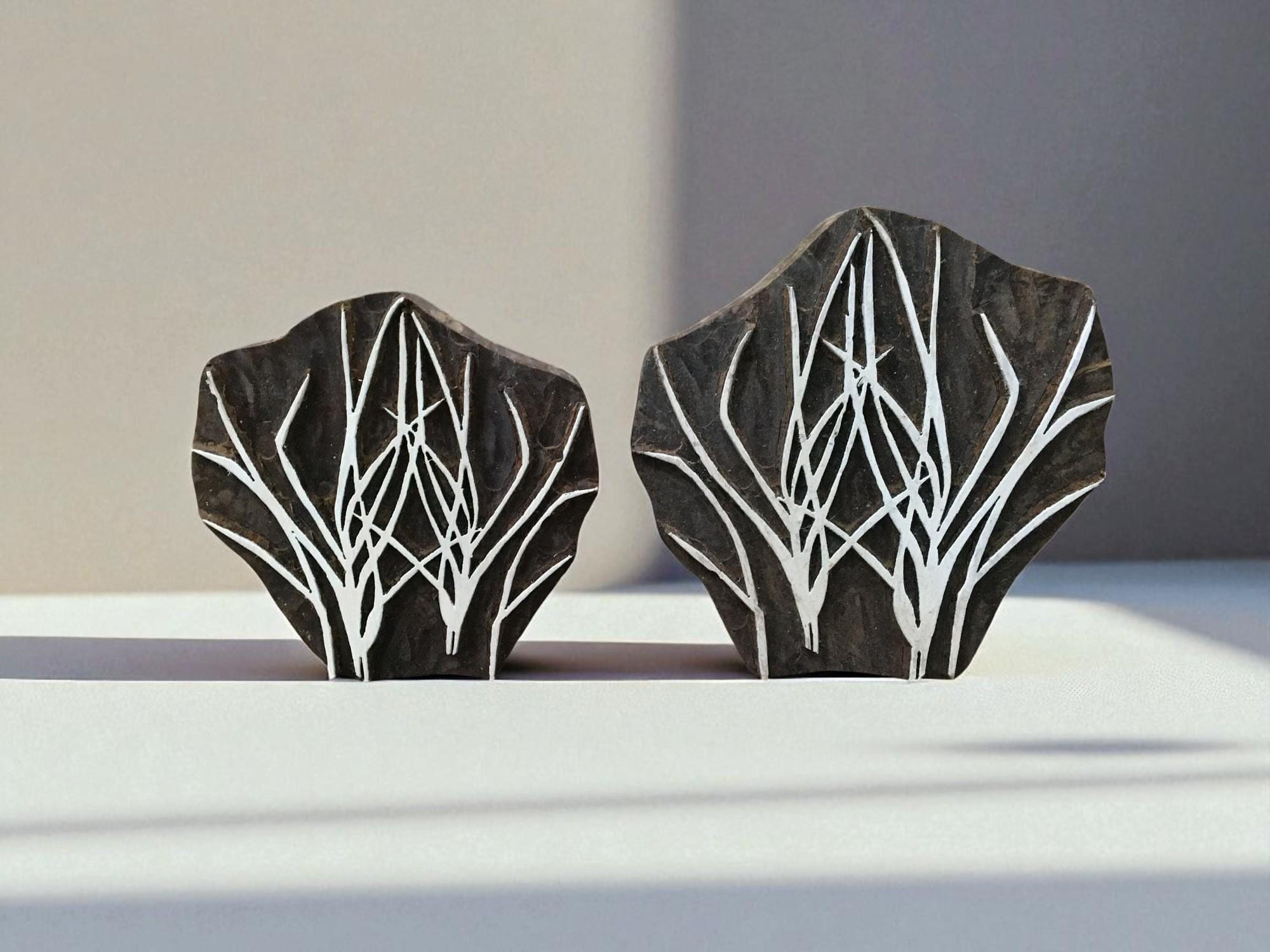 Wild Grass, hand carved Indian wood printing block; textile stamp; pottery stamp,
