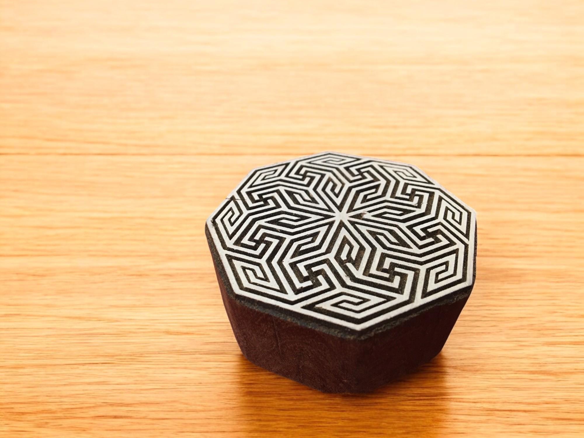 Geometric Hexagon Pottery Stamp, Indian Wood Block Print