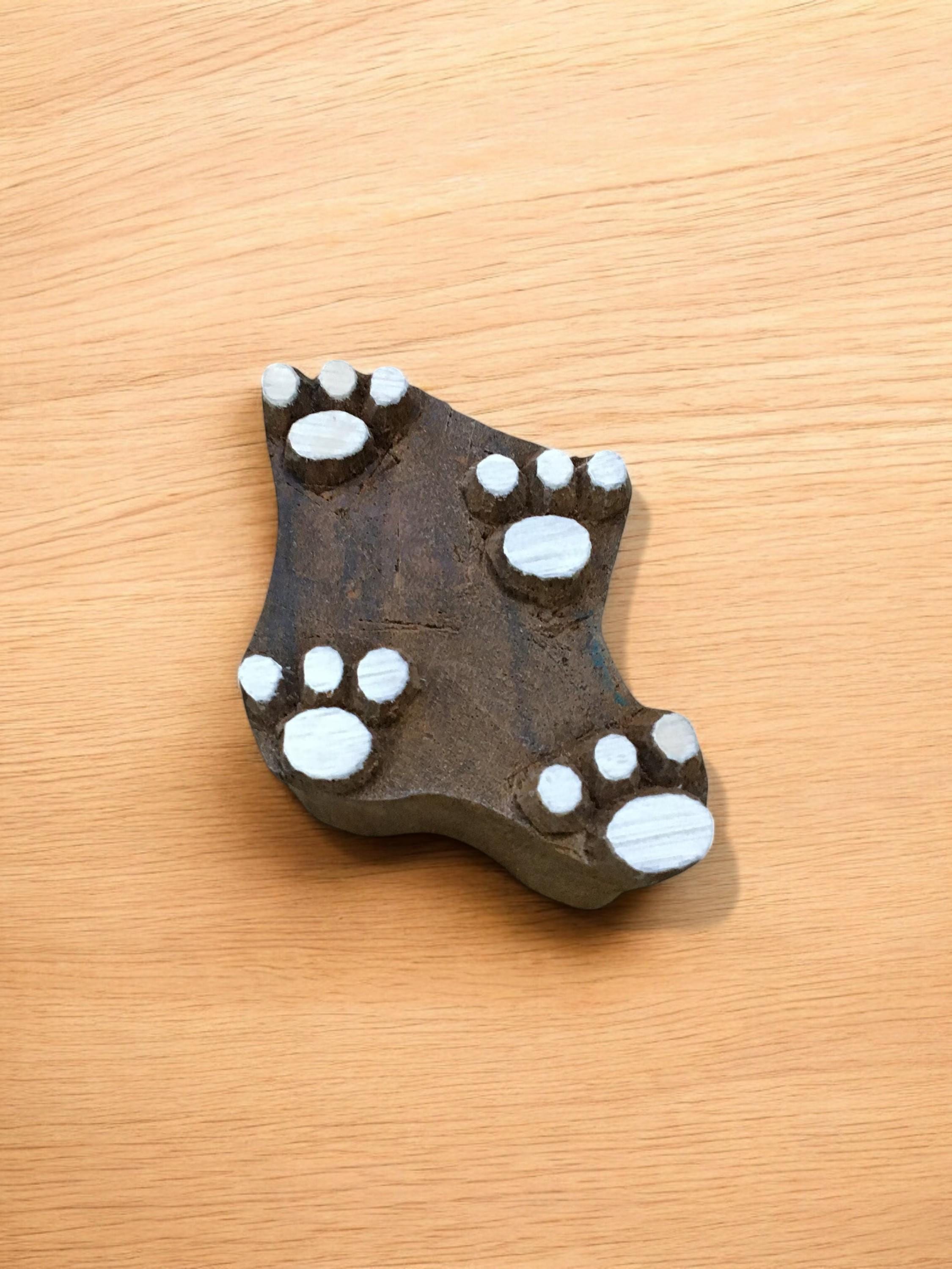 Walking Pair of Paws, hand carved Indian wood printing block; textile stamp; pottery stamp,