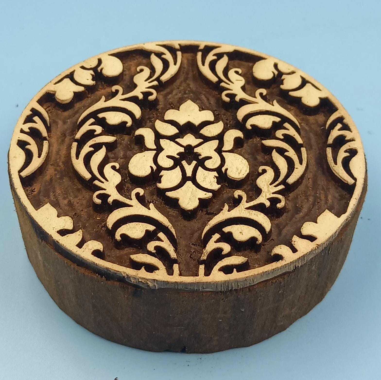 Oriental Mandala Wooden Printing Block Pottery Stamp, Batik Tjaps, Blaudruck stempel