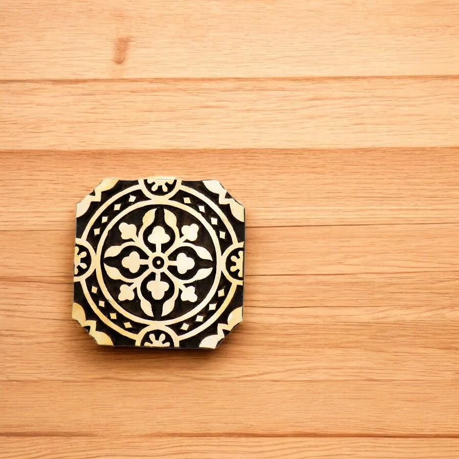 Indian Wooden Printing Block - Large Patterned Tile 1