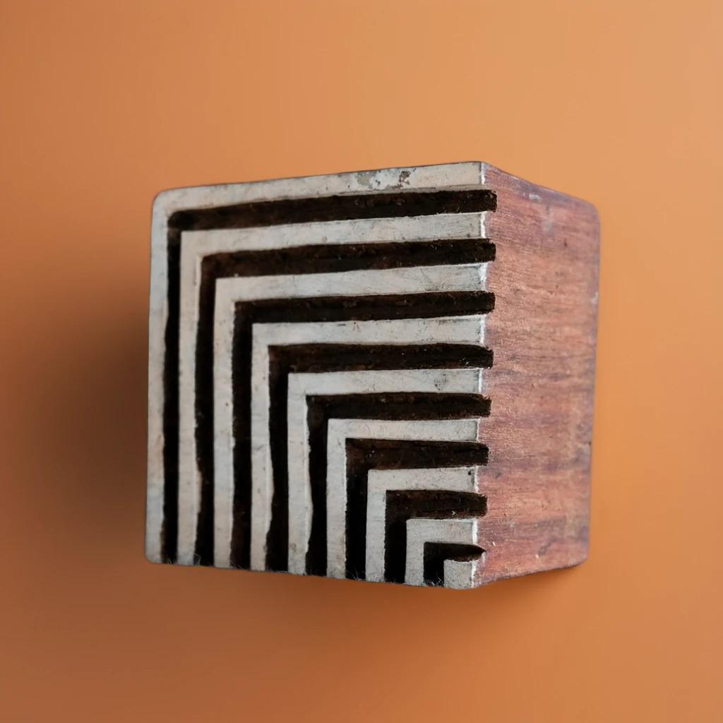 Hand Carved Indian Wood Block Stamp, Textile Clay Pottery, 2.5" Spots