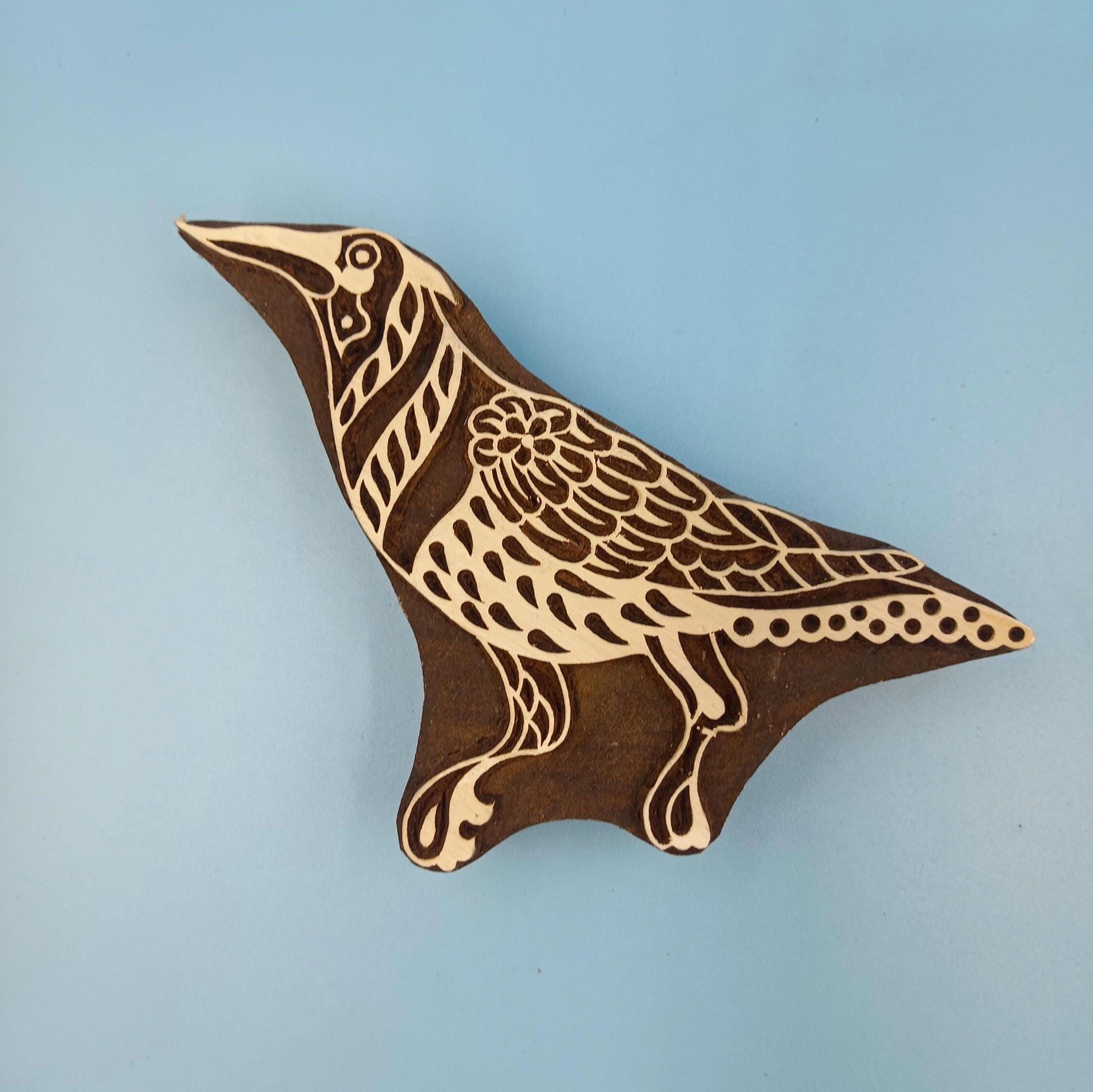 Adult Canary Wooden Printing Block Pottery Stamp, Batik Tjaps, Blaudruck stempel, floral carved stamps
