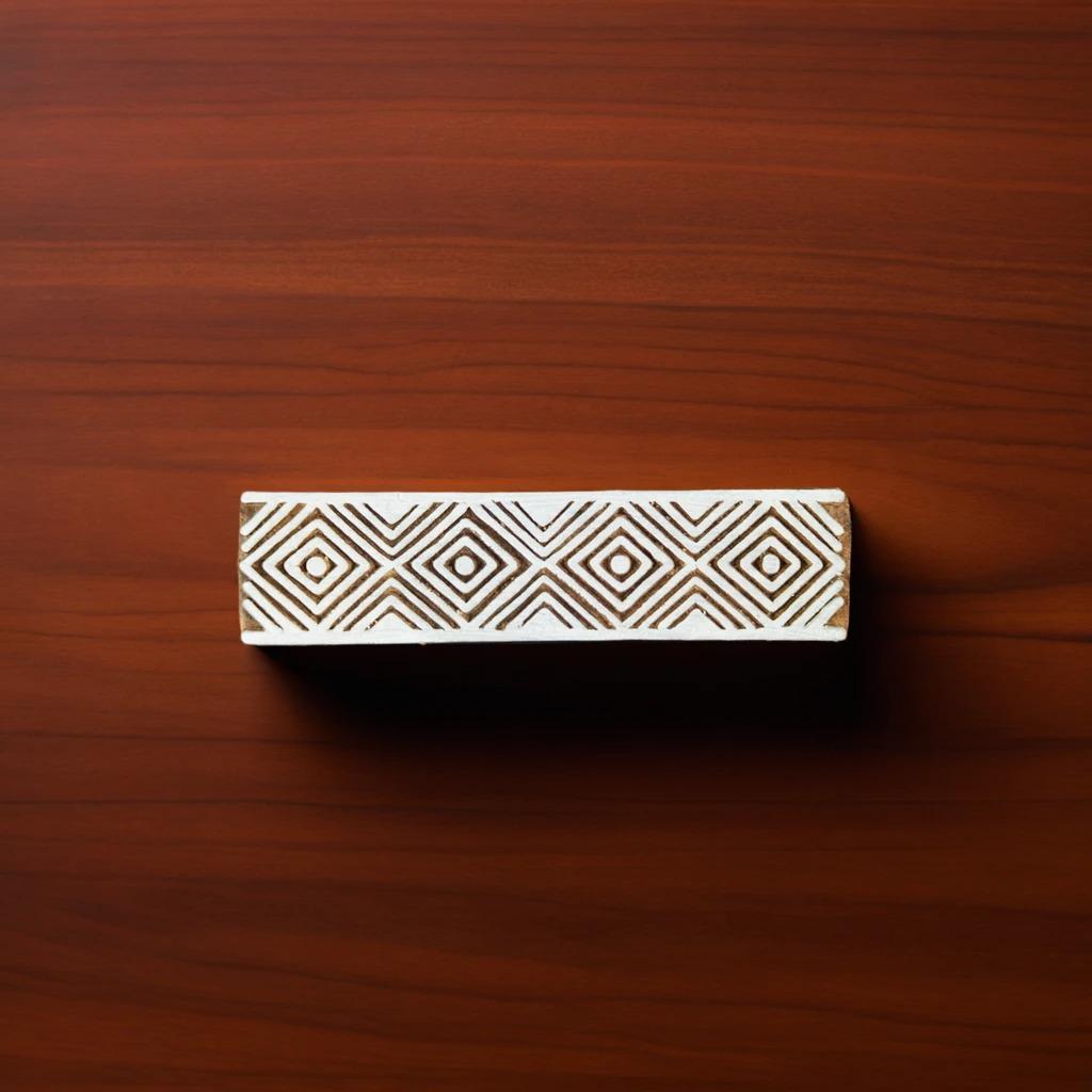 Geometric Border Pottery Stamp, Hand Carved Indian Wood Blockprint (10.5cm x 2.5cm)