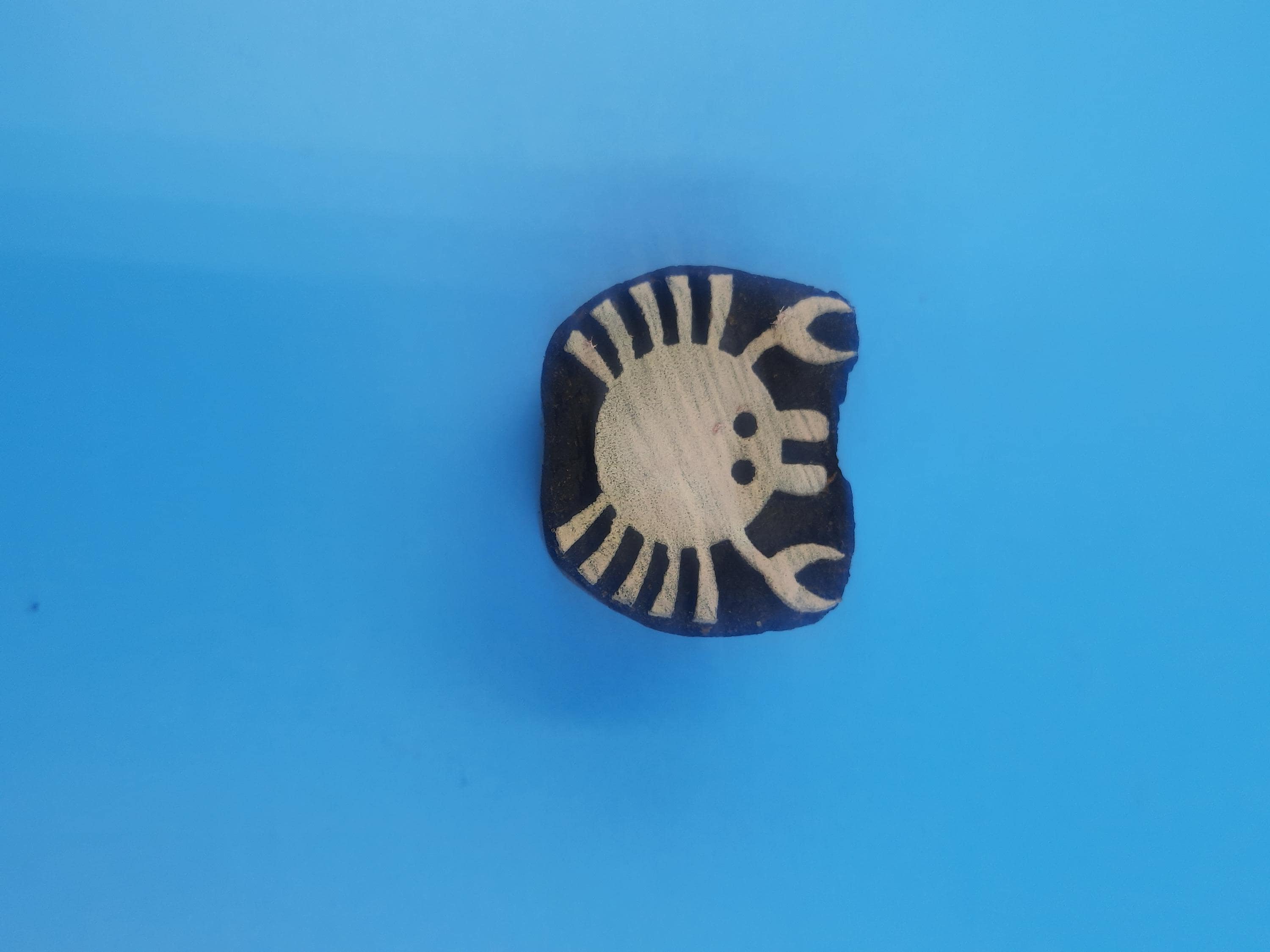 Mini Fat Crab Wooden Printing Block Pottery Stamp, Batik Tjaps, Blaudruck stempel