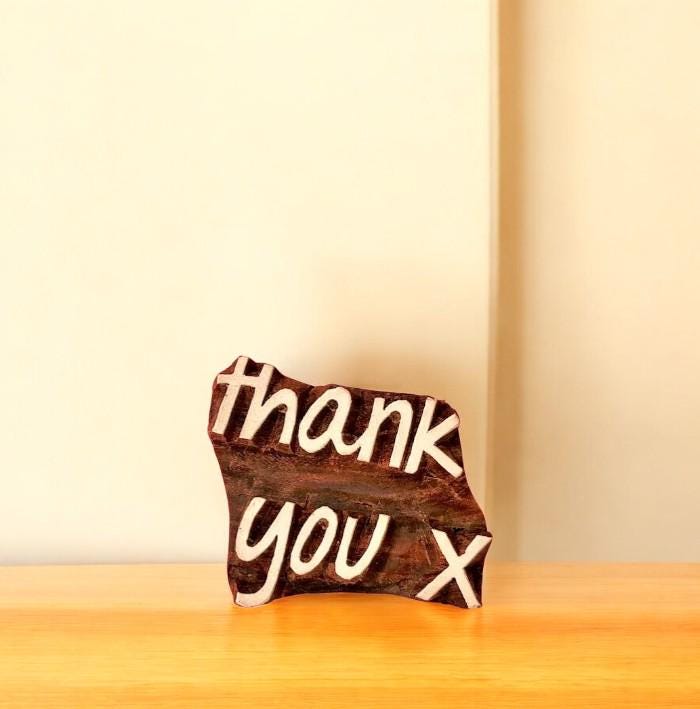 Indian Wooden Printing Block - Thank you