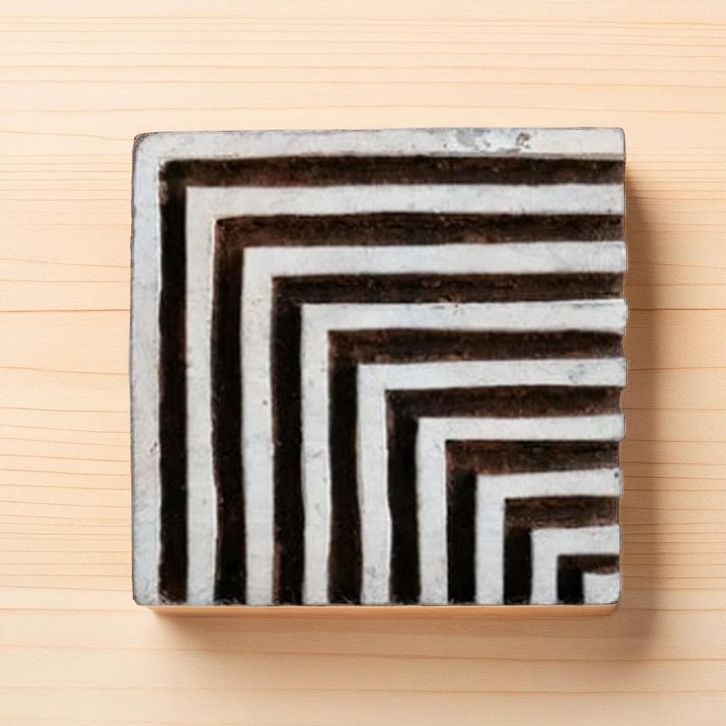 Hand Carved Indian Wood Block Stamp, Textile Clay Pottery, 2.5" Spots