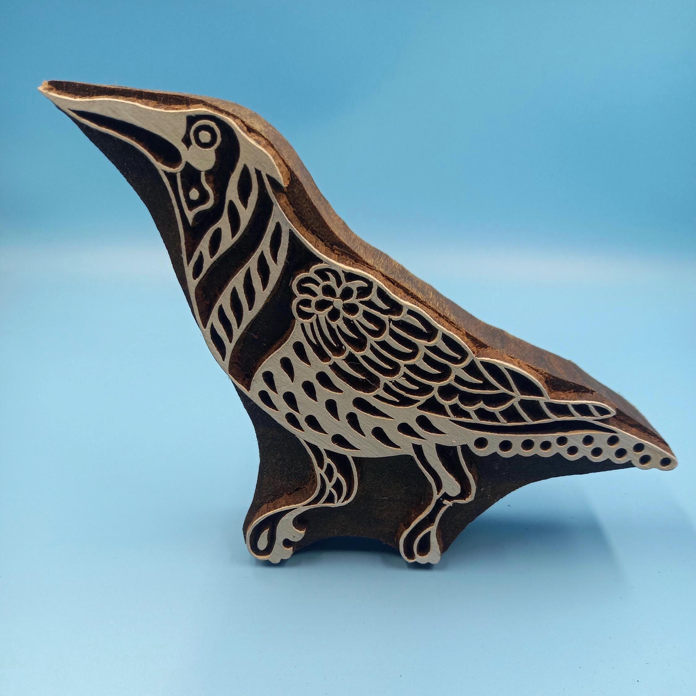 Adult Canary Wooden Printing Block Pottery Stamp, Batik Tjaps, Blaudruck stempel, floral carved stamps